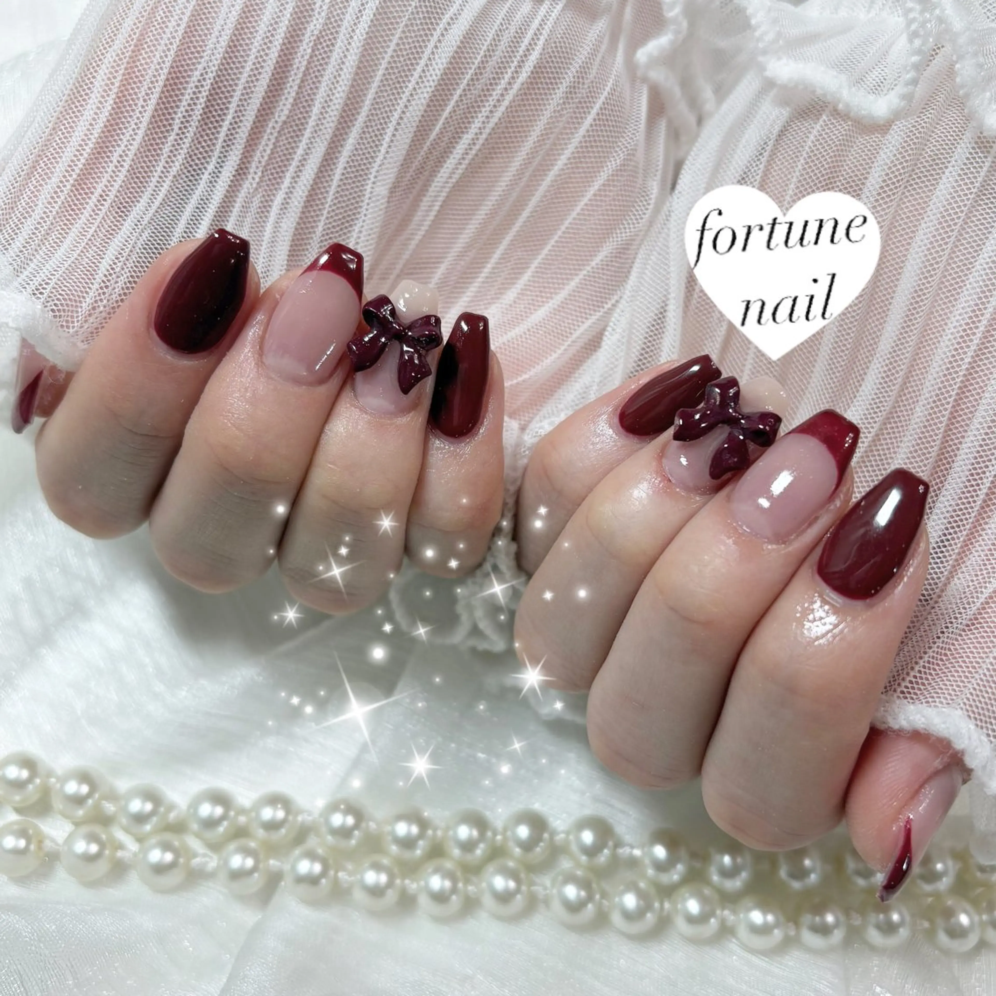 ネイル ボルドー ワンホンネイル ハンドネイル 💎saori 💎のネイルデザイン