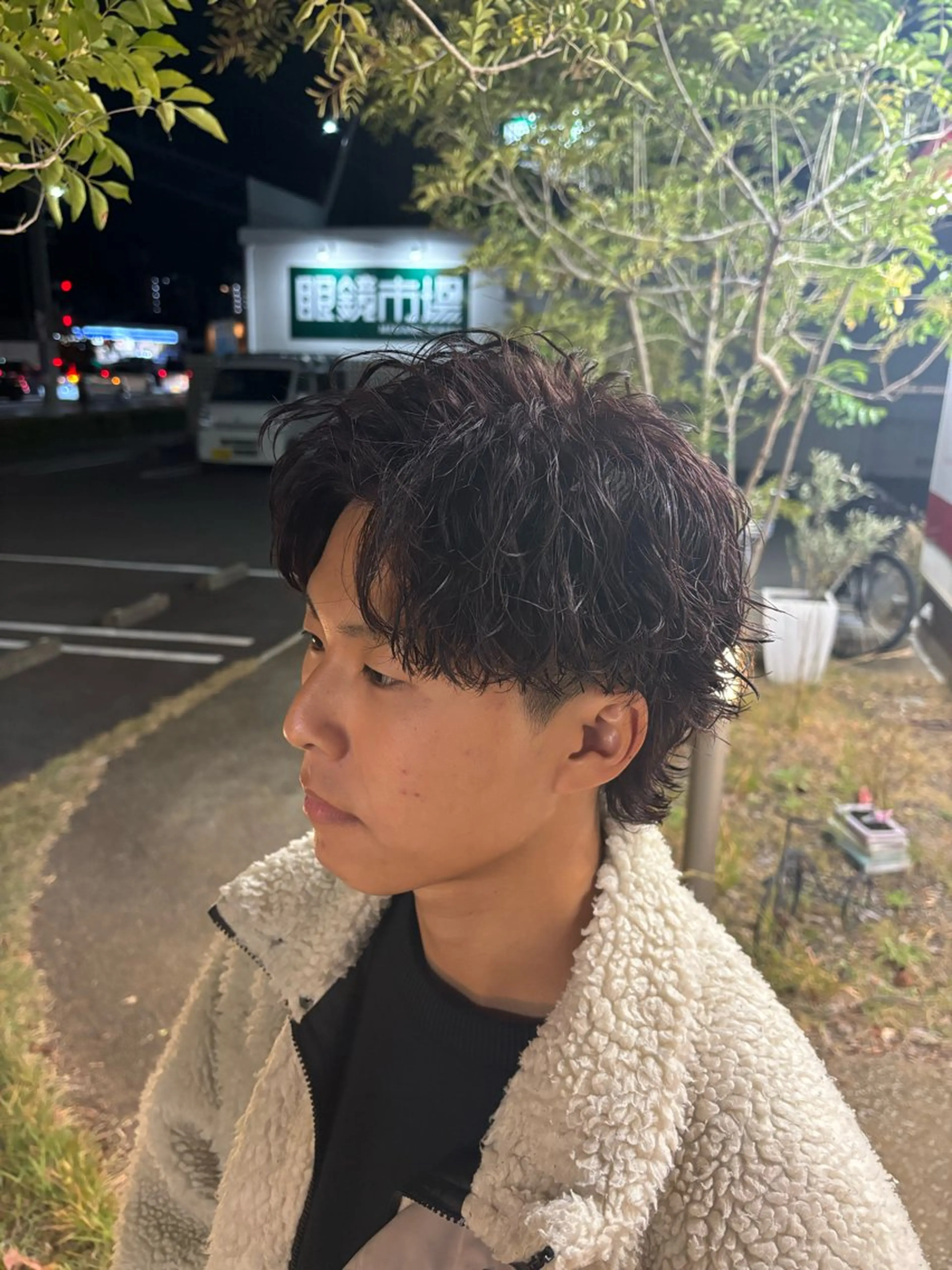 パーマ メンズ メンズパーマ メンズウルフカット ウルフカット 米谷 理玖のヘアスタイル