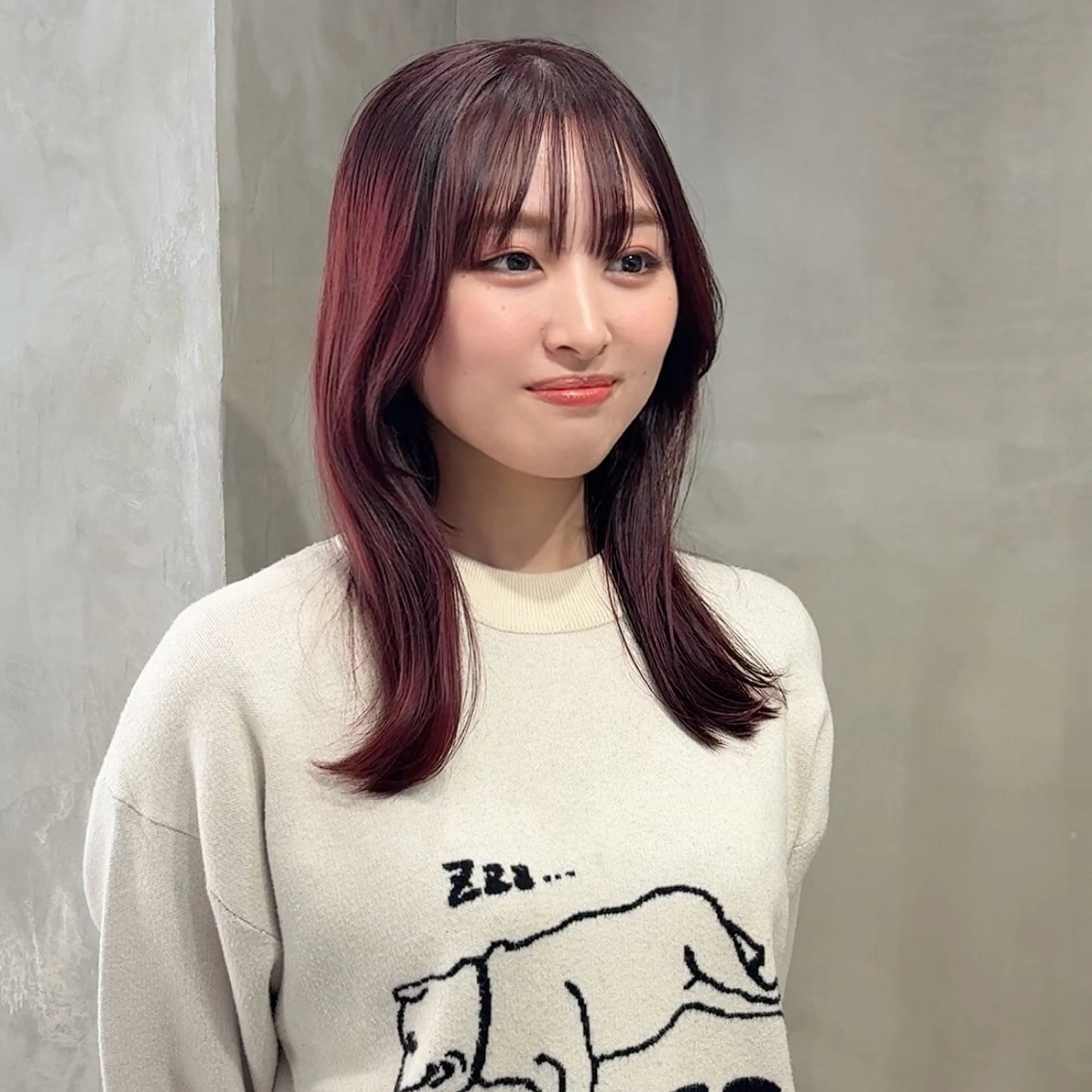 ミディアム カラー レッドカラー The Path ARENのヘアスタイル