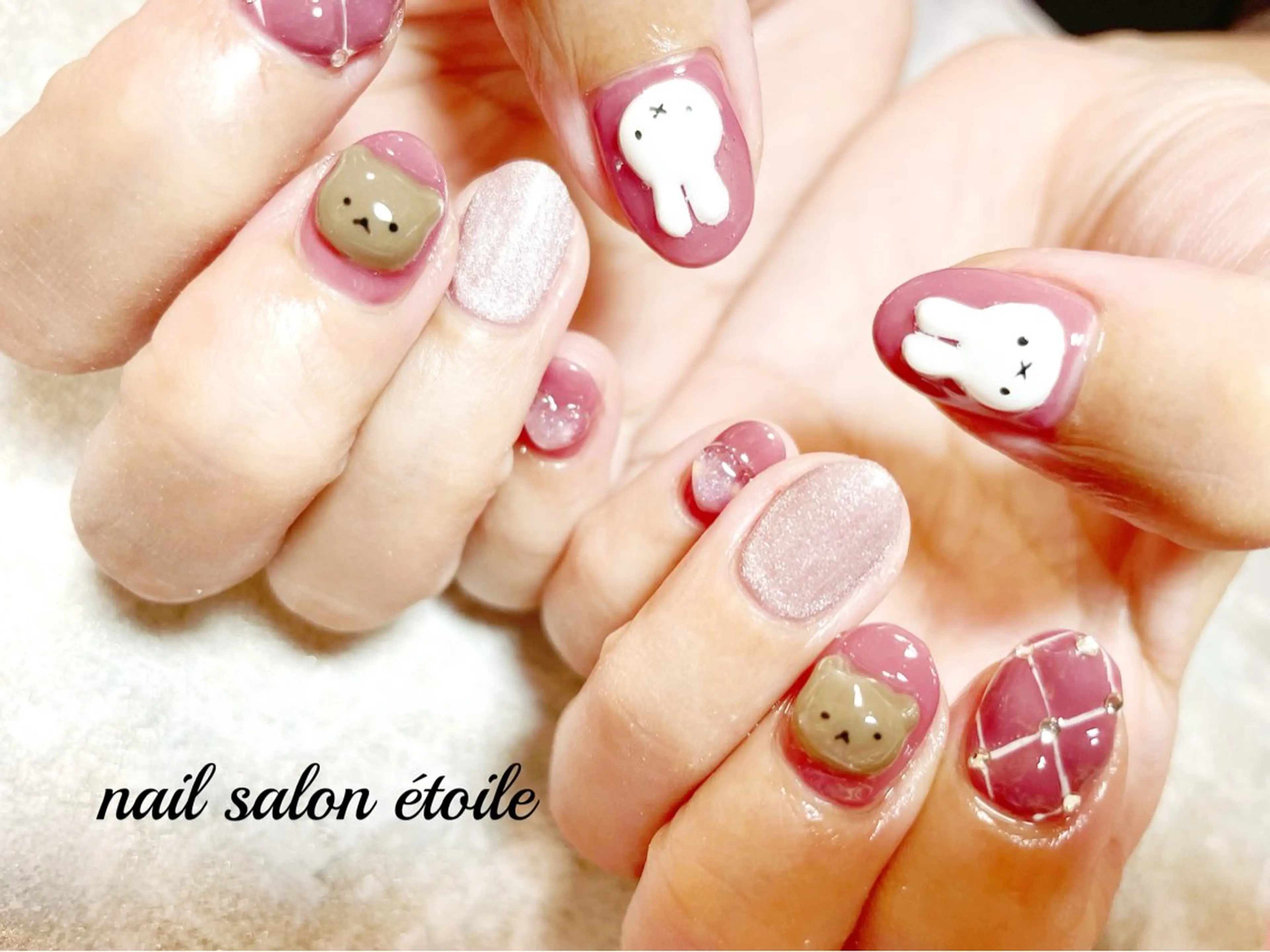 ネイル マグネットネイル ピンク ハンドネイル nail salon étoileのネイルデザイン