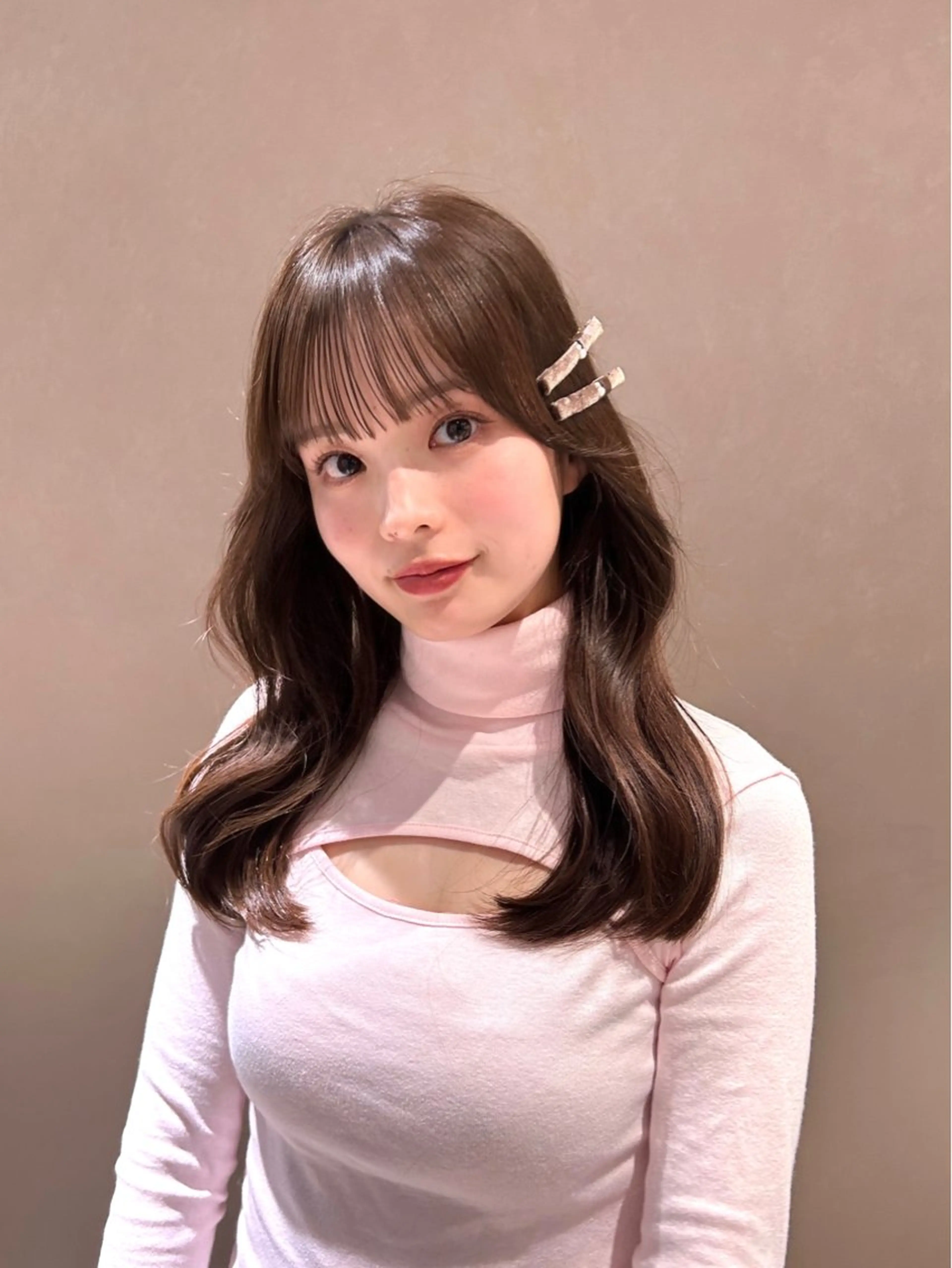 セミロング カラー 顔周りカット ミディアムヘア Chifumiのヘアスタイル