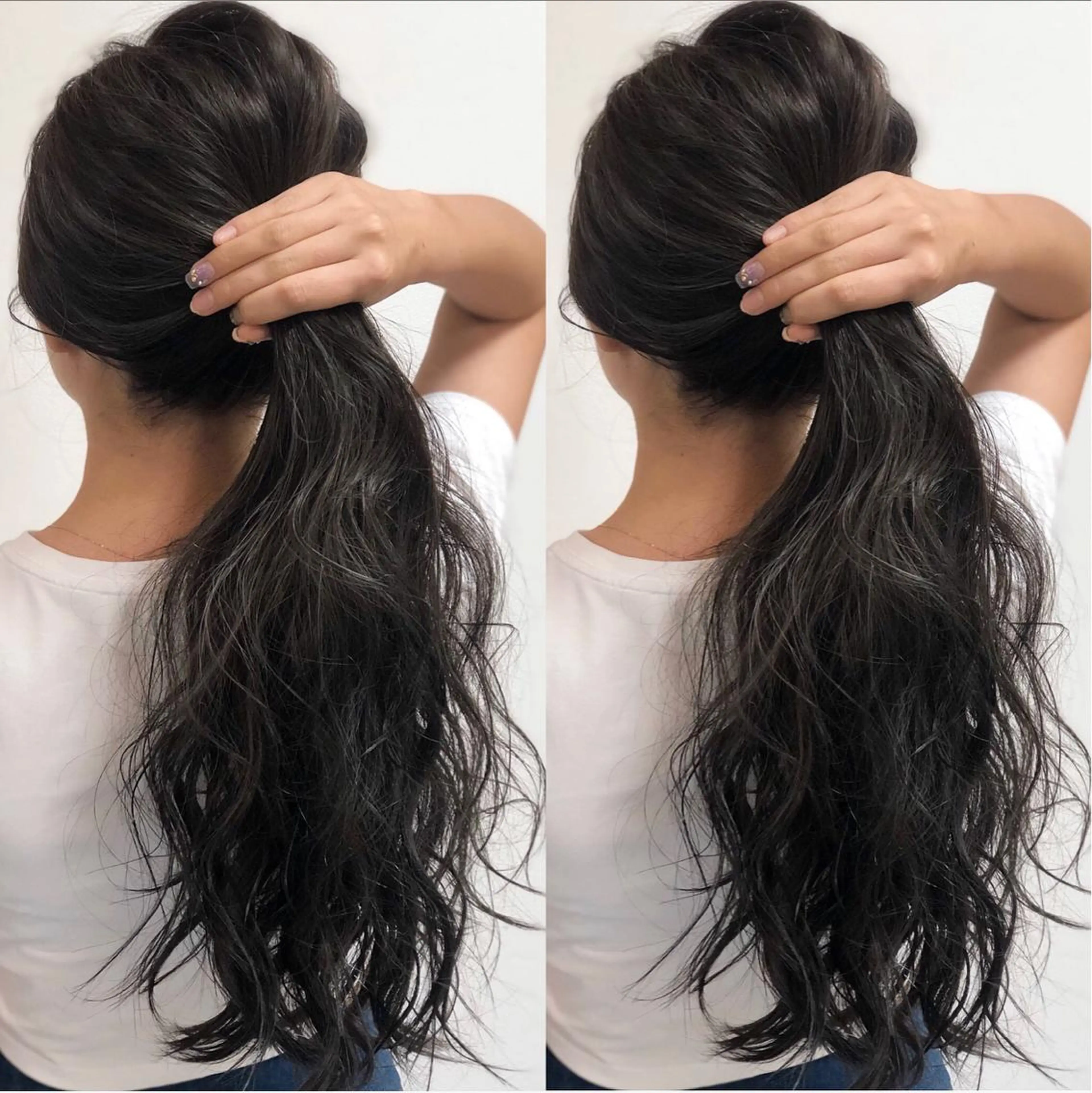 ロング カラー ヘアアレンジ ダークグレー ハイライトカラー 3Dハイライト ハイライト 韓国ヘア🤍 NATSUNEのヘアスタイル