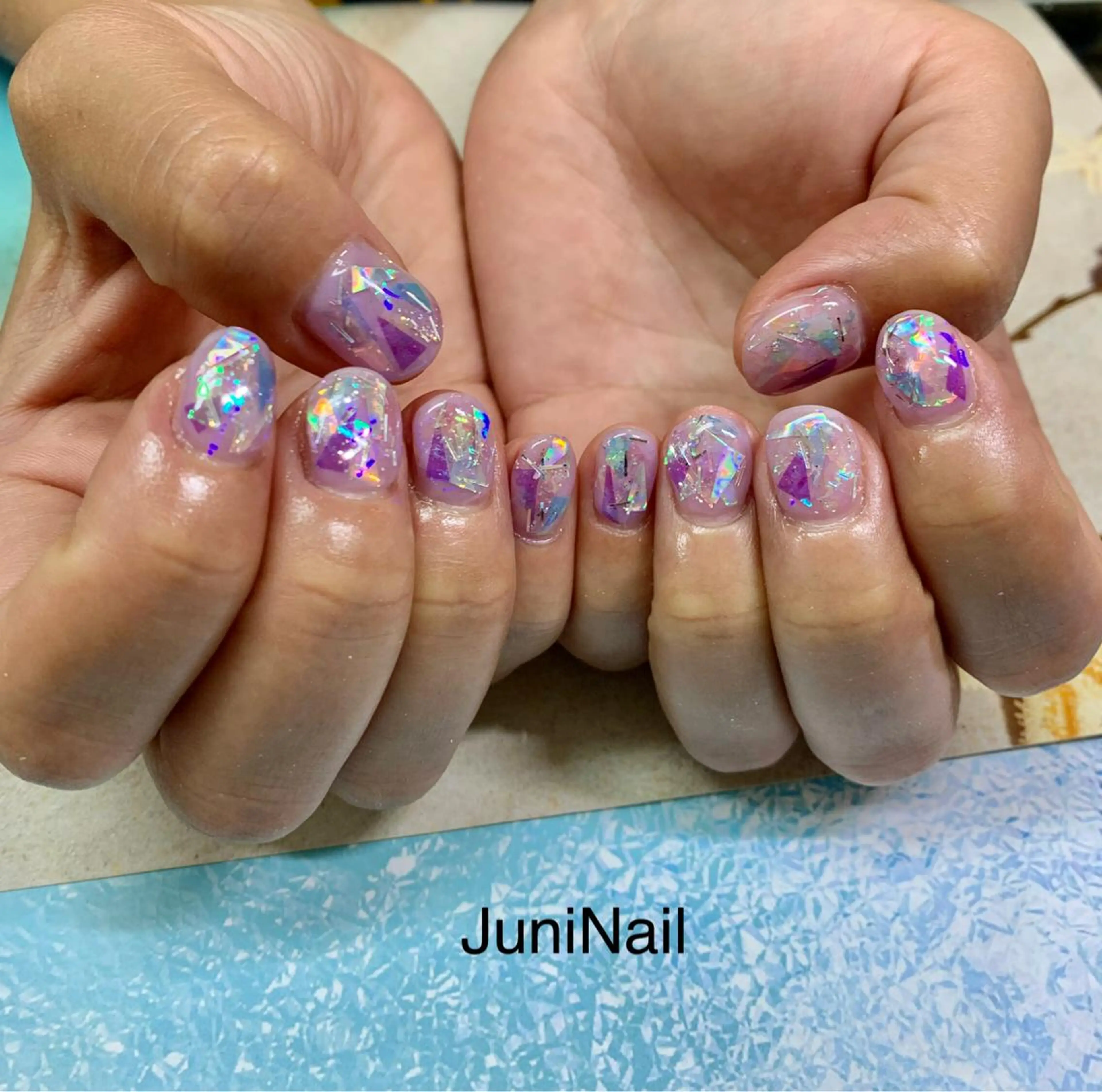 ネイル オーロラネイル クリアネイル フラッシュネイル フレンチネイル 氷ネイル・うるうるネイル ハンドネイル ハンドケア JuniNail韓国 ネイリストsuのネイルデザイン
