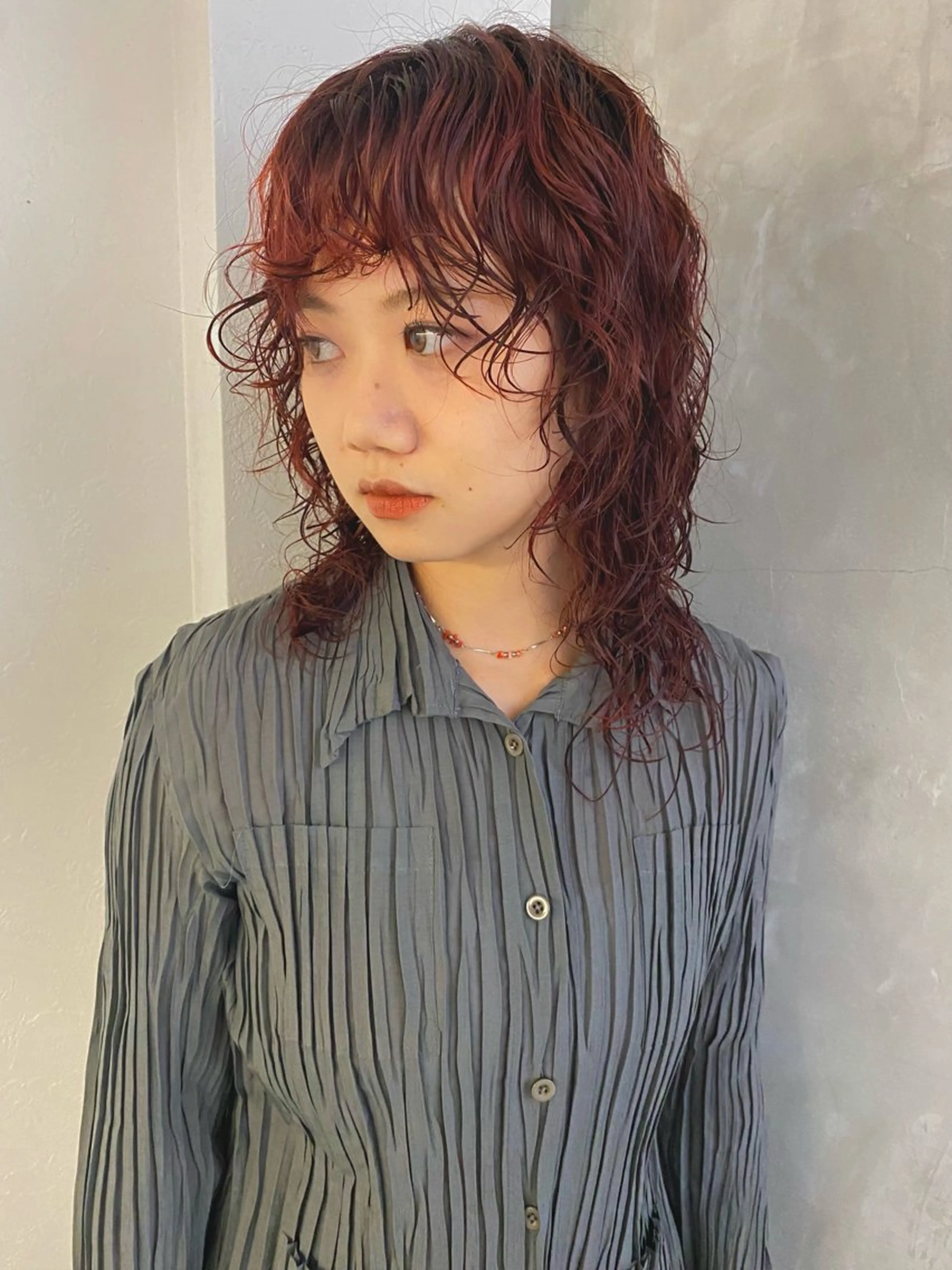 ミディアム パーマ ミディアムパーマ カット パーマ トリートメント 森貴裕/ベージュ/ パーマ/オリーブのヘアスタイル