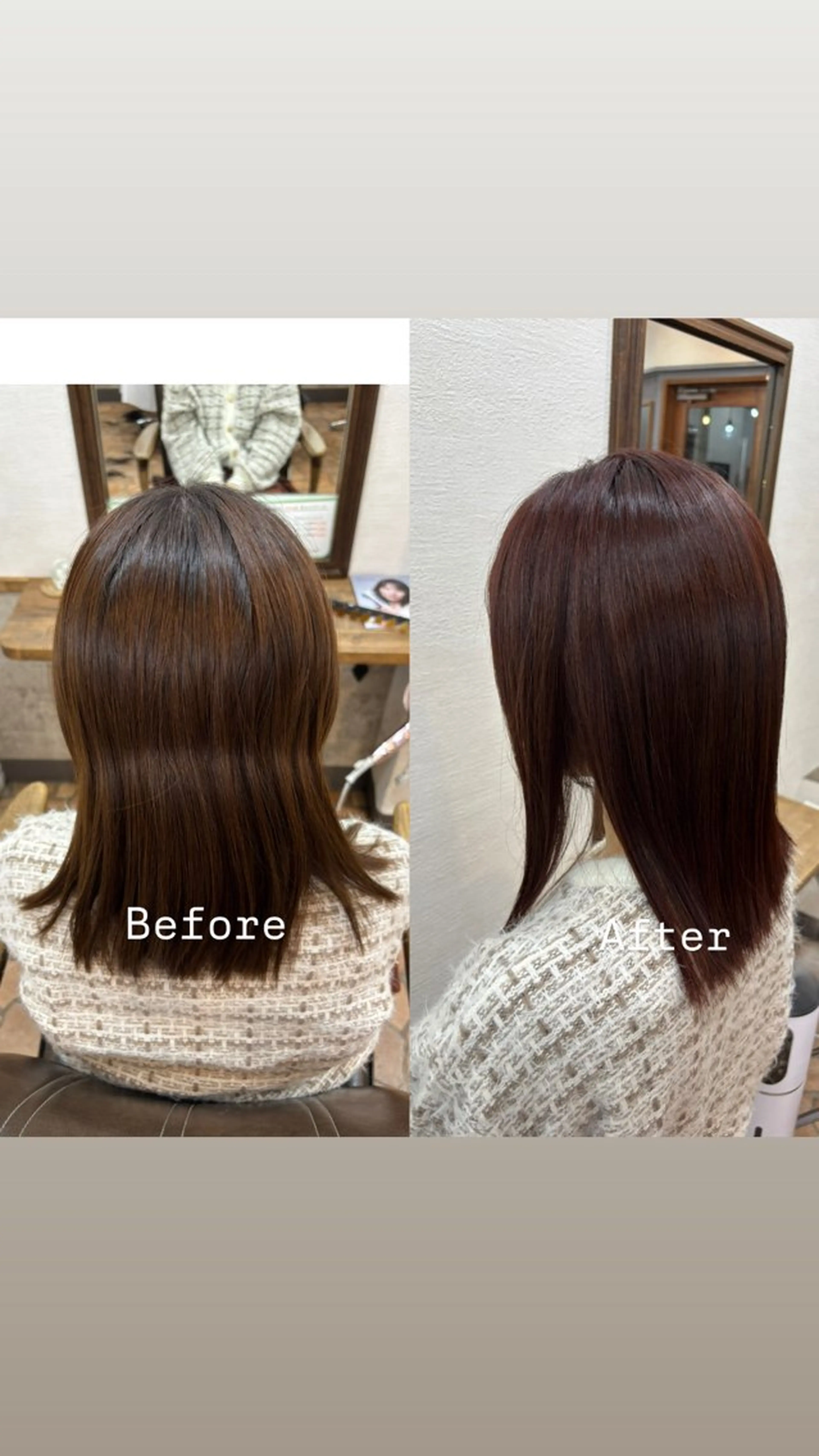 セミロング レッドブラウン アトリエマイ北千住所属・永塚 萌花のヘアスタイル