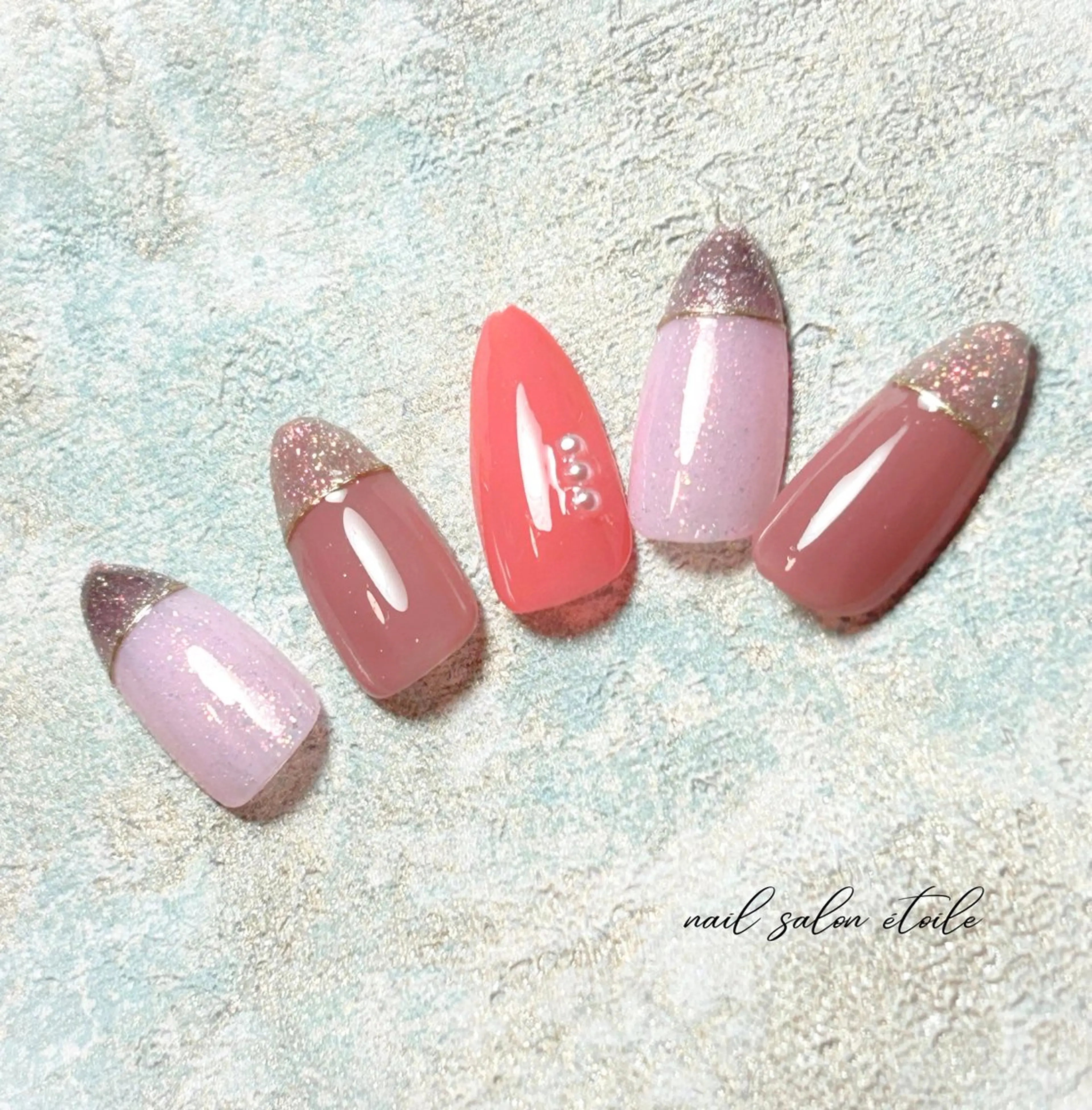 ネイル フラッシュネイル キラキラネイル マグネットネイル ピンク シンプルネイル ハンドネイル nail salon étoileのネイルデザイン