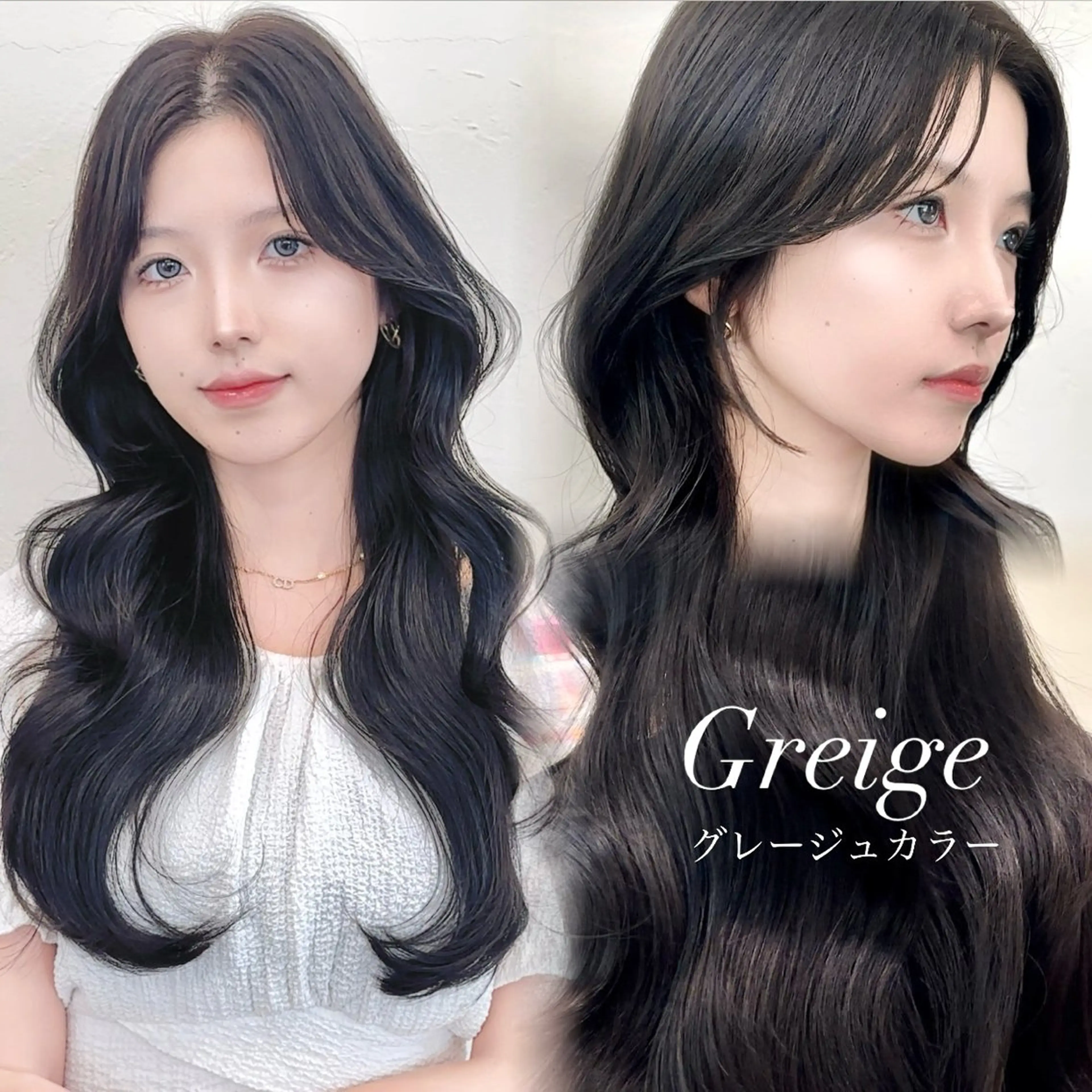 ミディアム カラー ヘアアレンジ カット ヘアカラー トリートメント 顔周りcut/ 艶ワンカラー♥ちさきのヘアスタイル