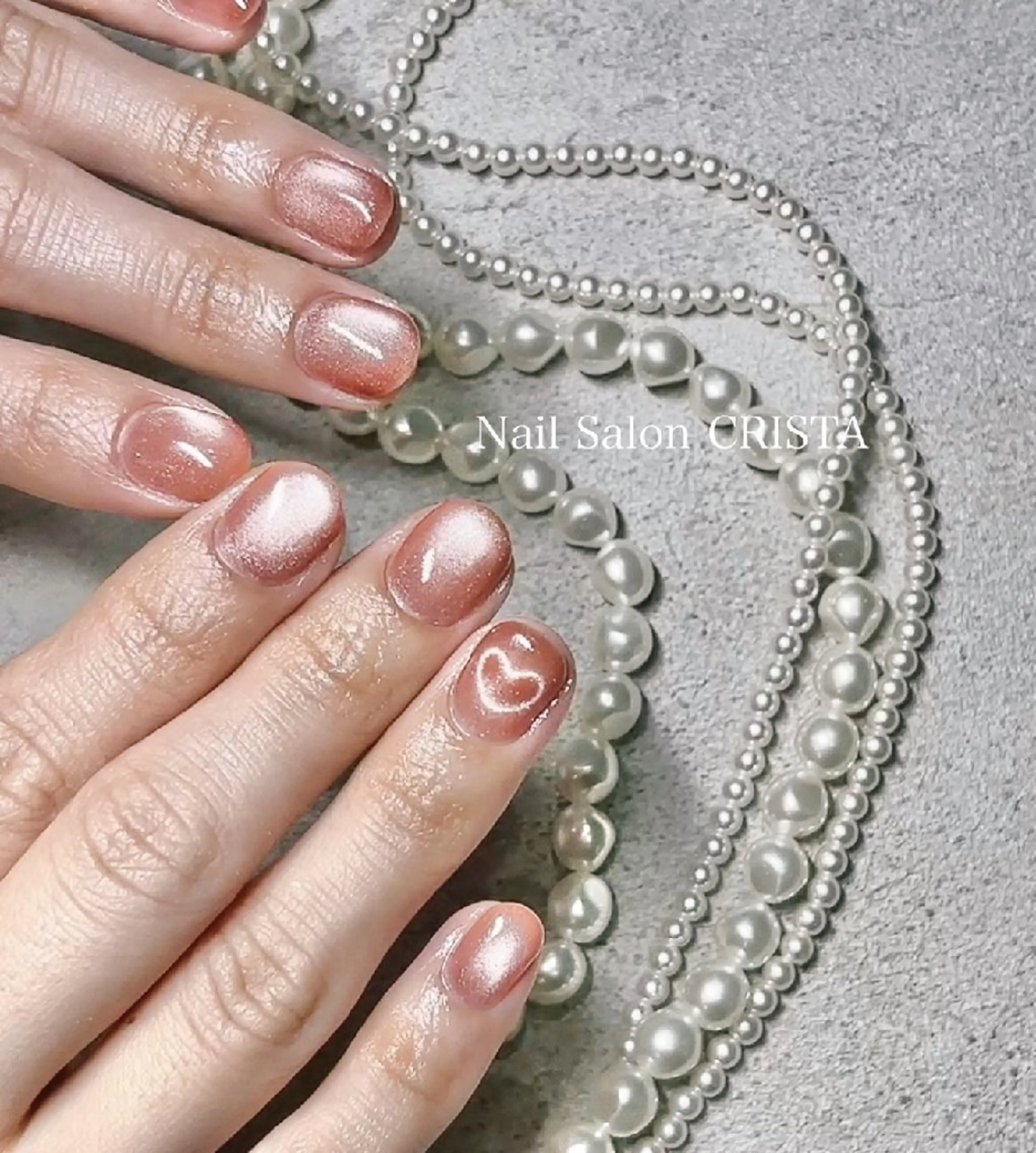 ネイル ハート マグネットネイル ハンドネイル NaiI Salon CRISTAのネイルデザイン