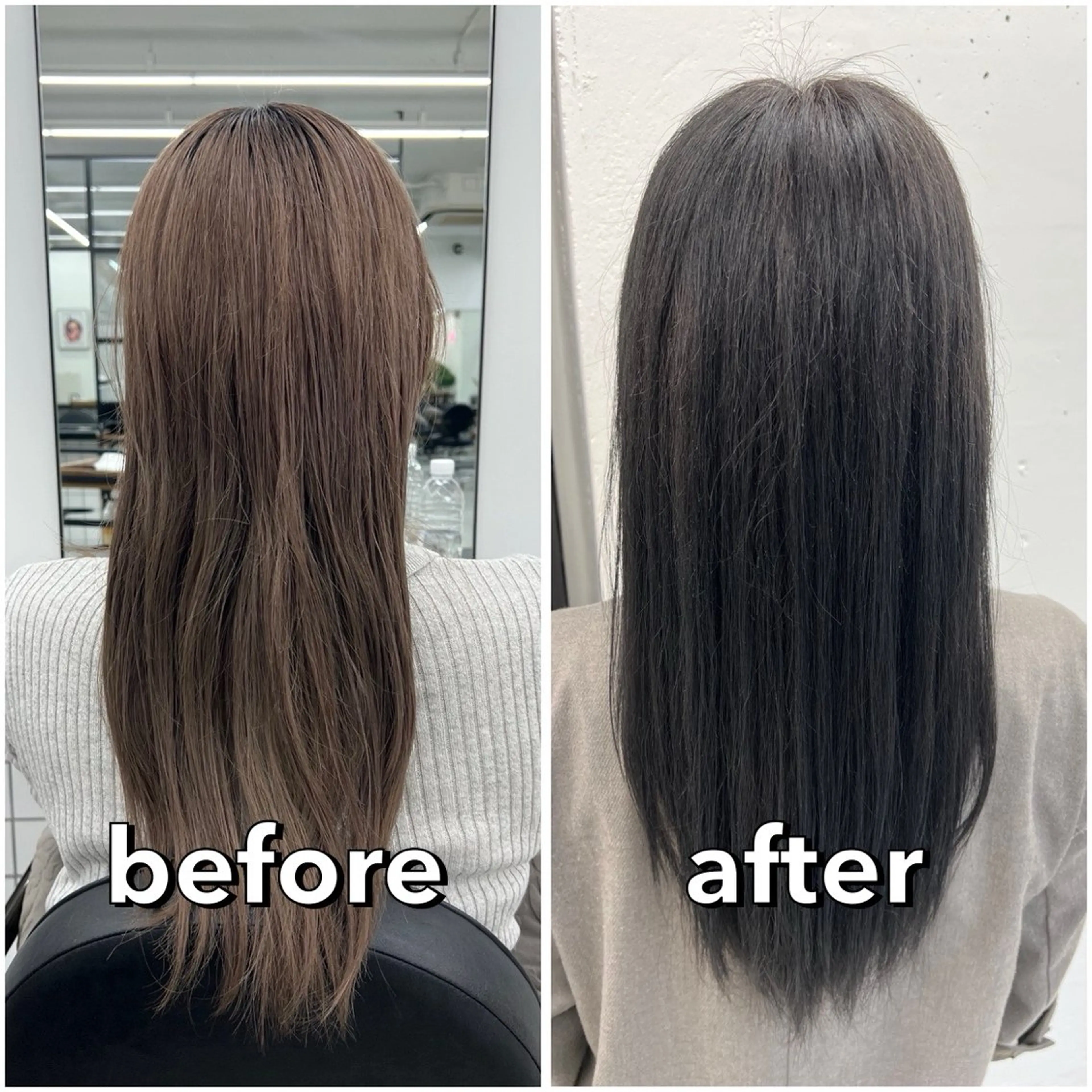 セミロング カラー 黒髪 ブルーカラー ネイビーカラー ヘアカラー トリートメント あすか JILLSTUDIOのヘアスタイル