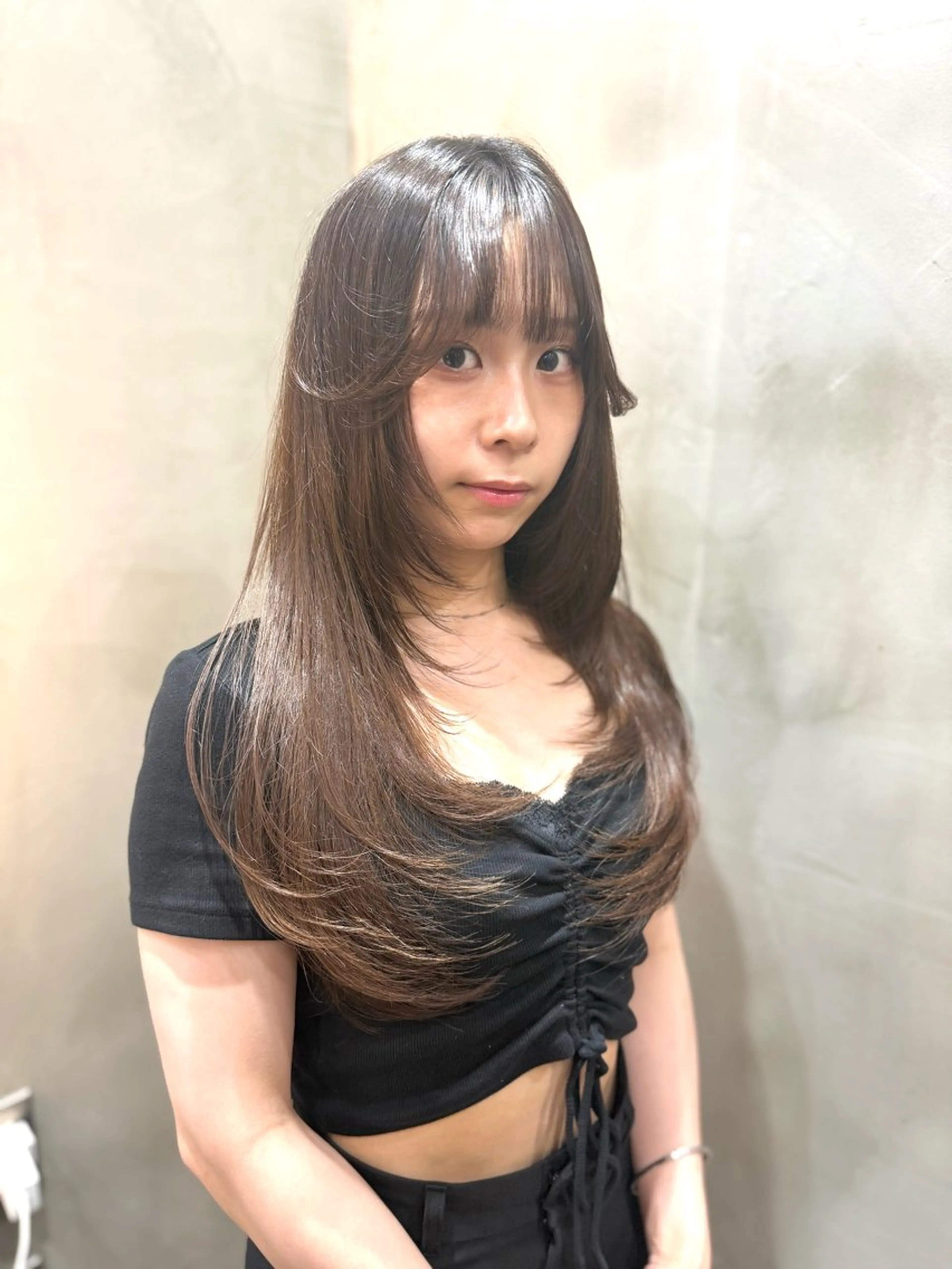 ロング カラー カット ヘアカラー トリートメント ✨縮毛矯正　韓国ヘア レイヤー✨大濱快斗のヘアスタイル
