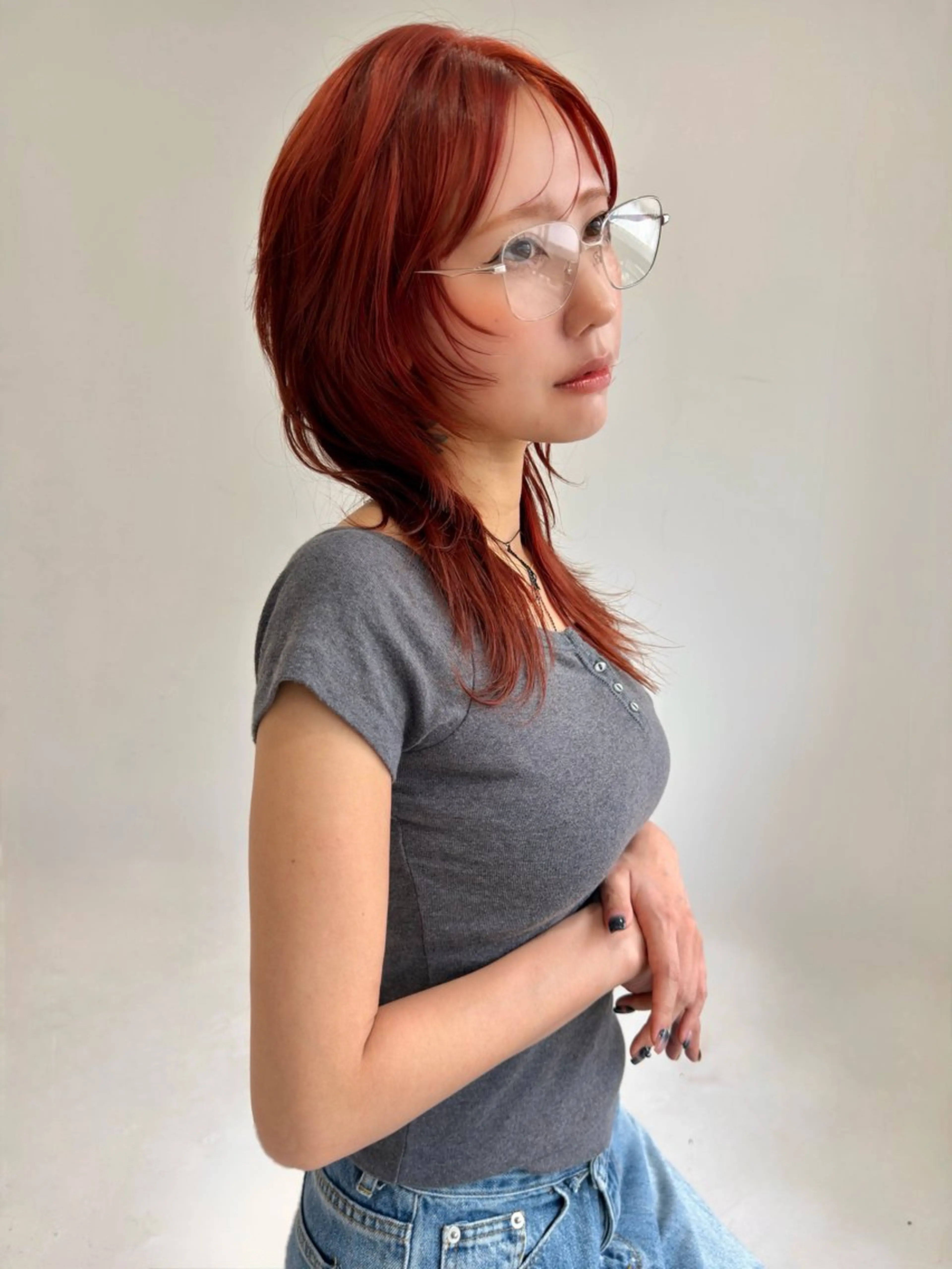 ロング カラー オレンジ ハッシュカット SHICUNEアサミ /ショート/メンズのヘアスタイル