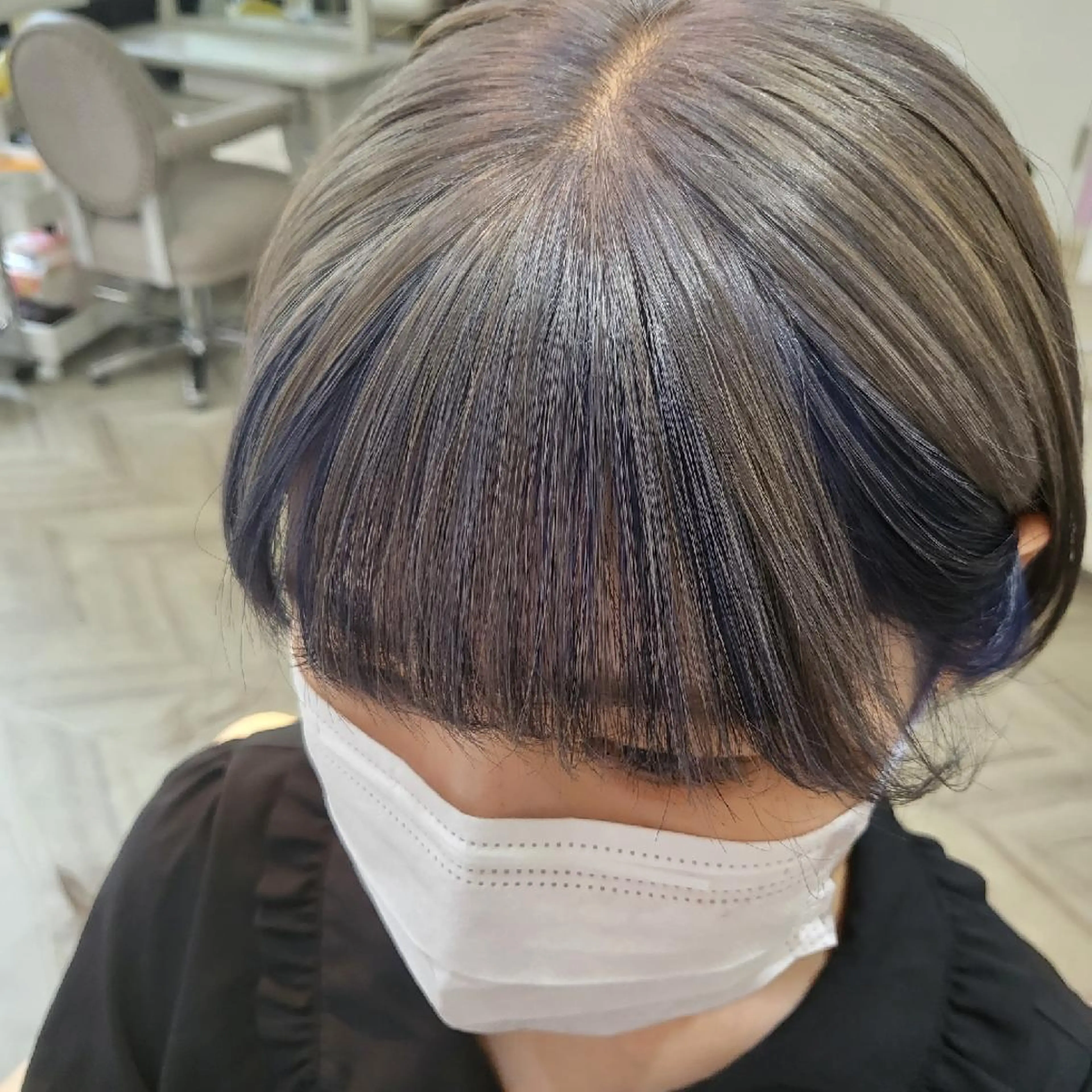 ショート カラー ヘアアレンジ ブルーカラー ネイビーカラー シルバー ナカシマ  アユミのヘアスタイル