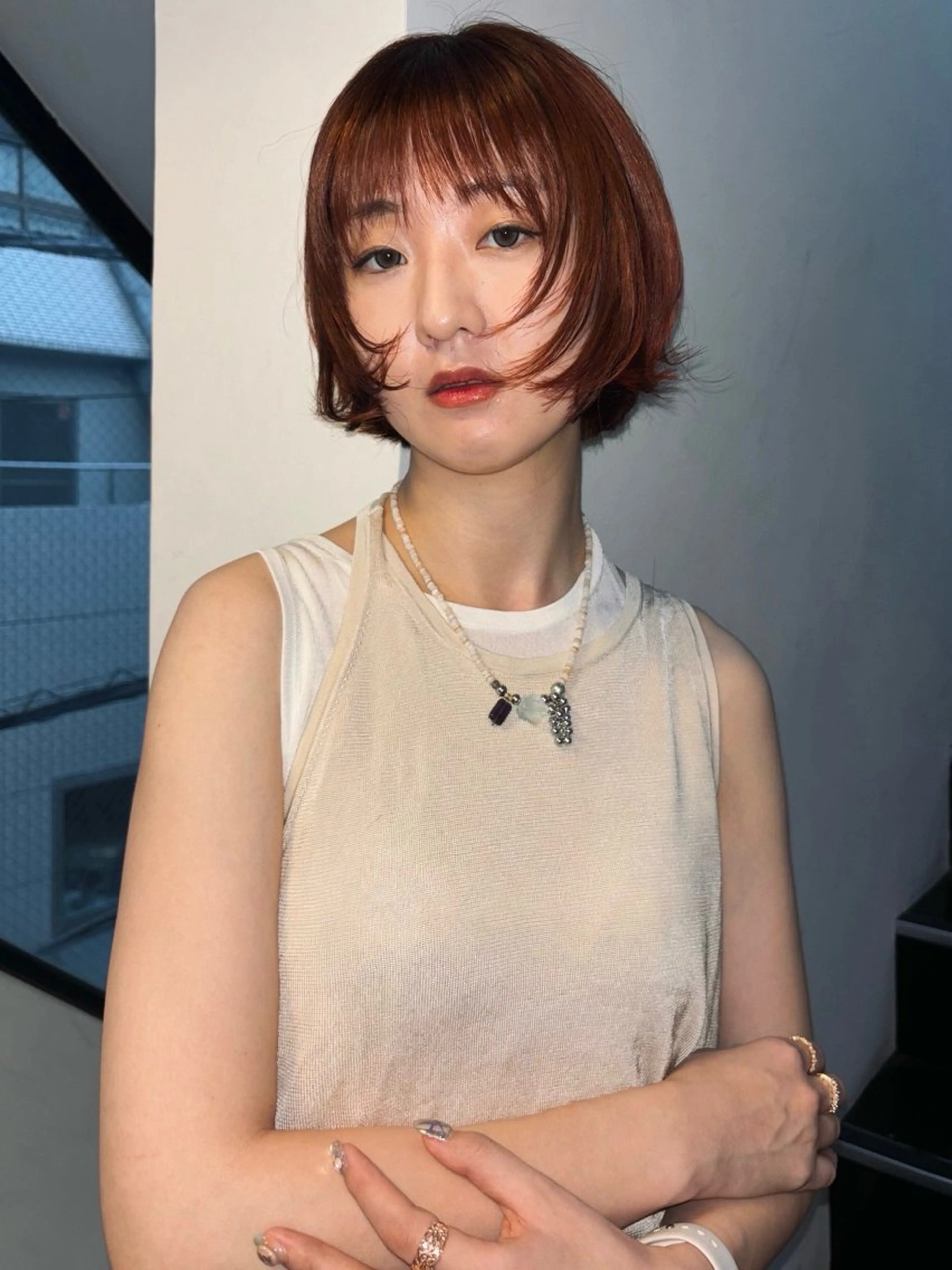 ショート カラー ブリーチ ブリーチなしカラー トリートメント カット ヘアカラー トリートメント ファッションに 溶け込むstyleのヘアスタイル