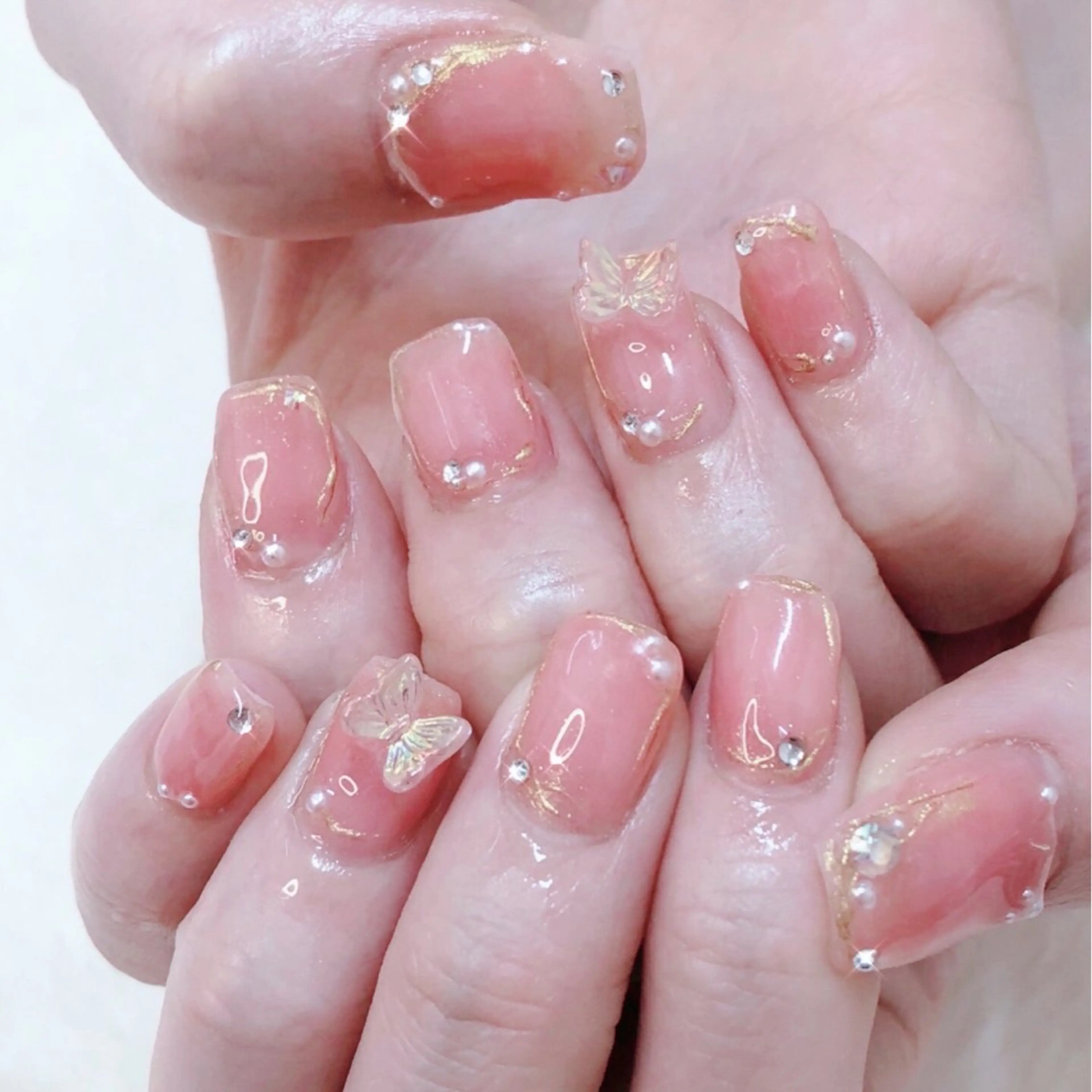 ネイル フレンチネイル ジェルネイル ガラスフレンチ グラデーション ハート 大門浜松町 ネイルのネイルデザイン