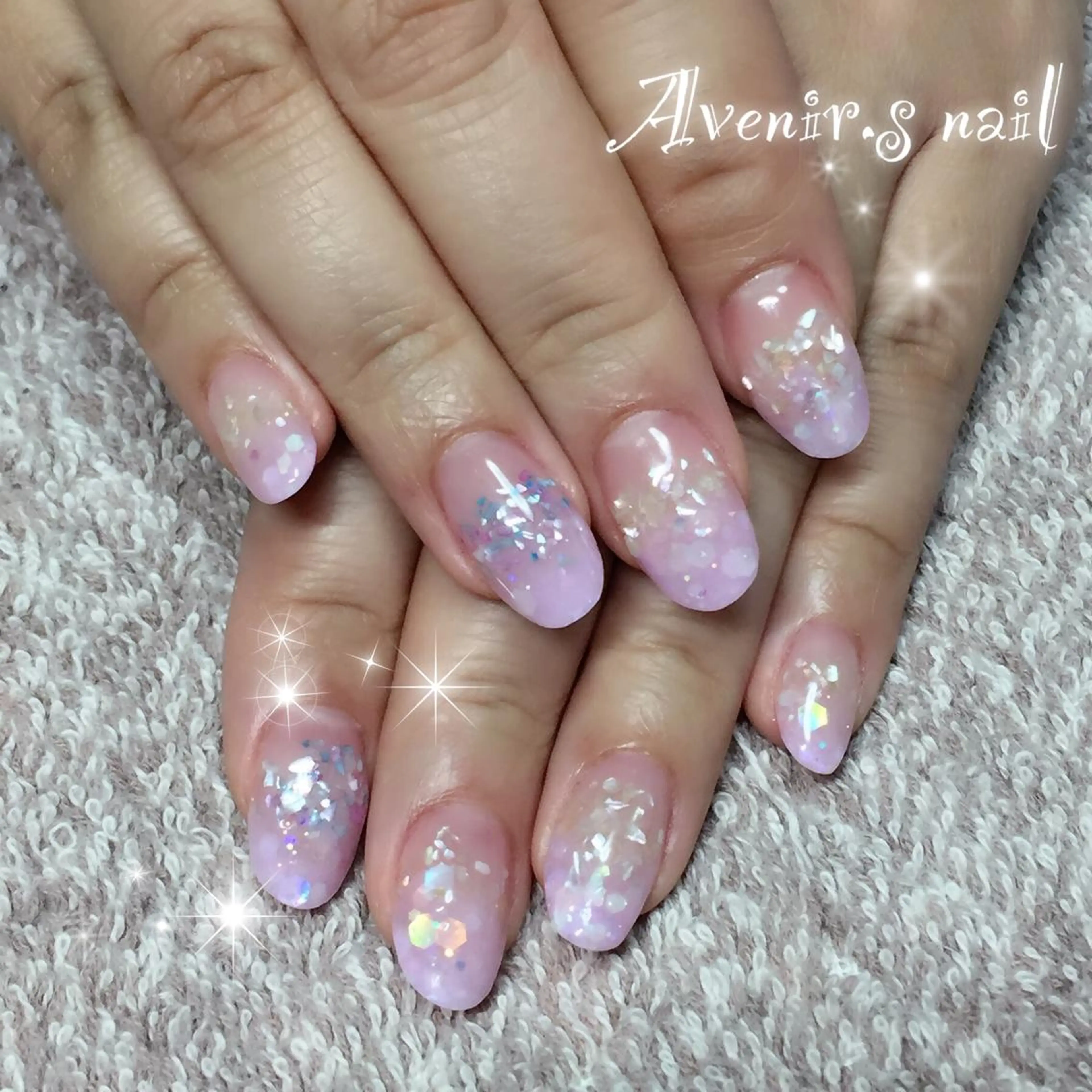 ネイル ラメ(グリッター) ラメグラデーション スカルプネイル Home Salon Avenir.のネイルデザイン