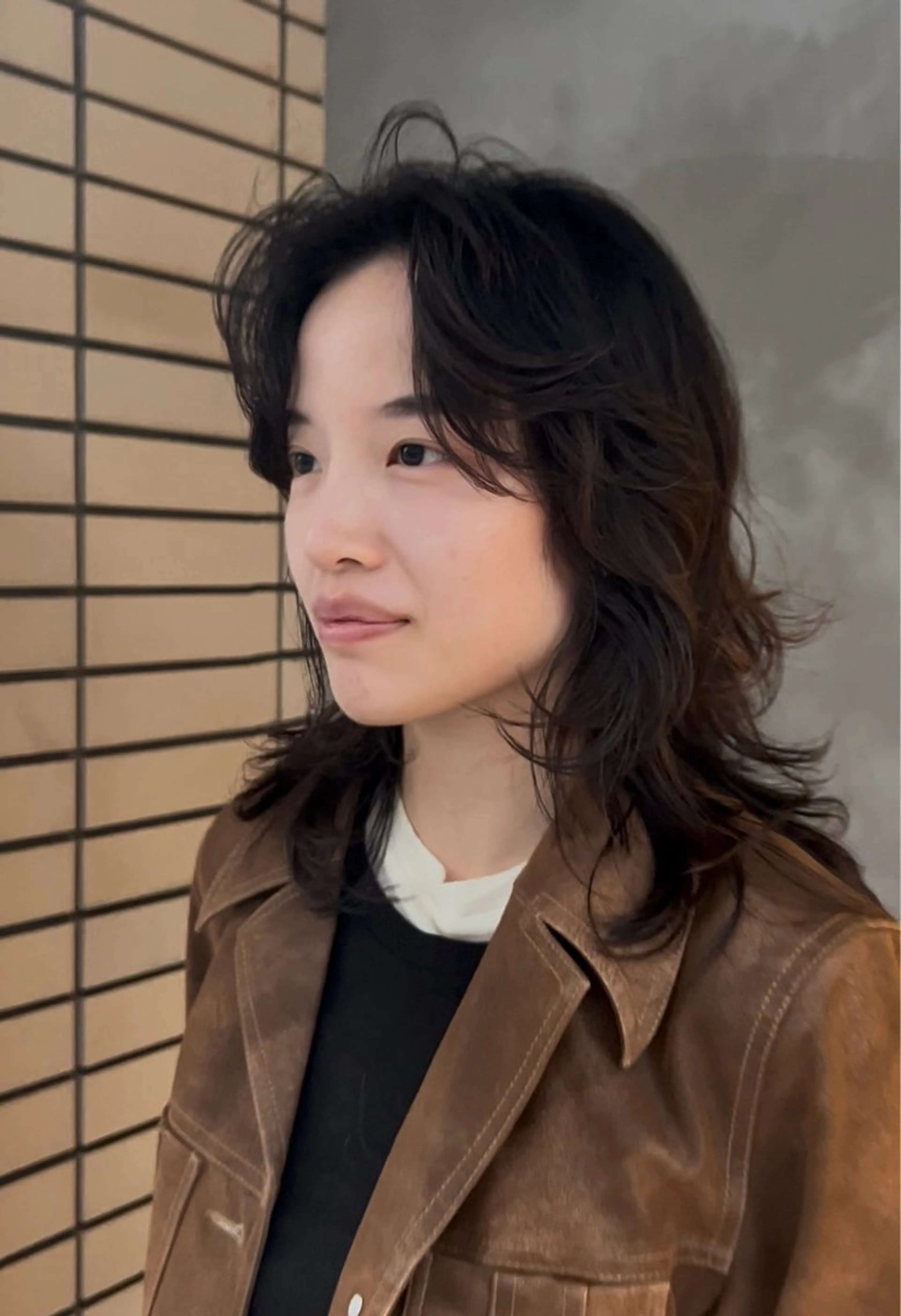 セミロング パーマ デザインカット/ パーマ/nanaのヘアスタイル