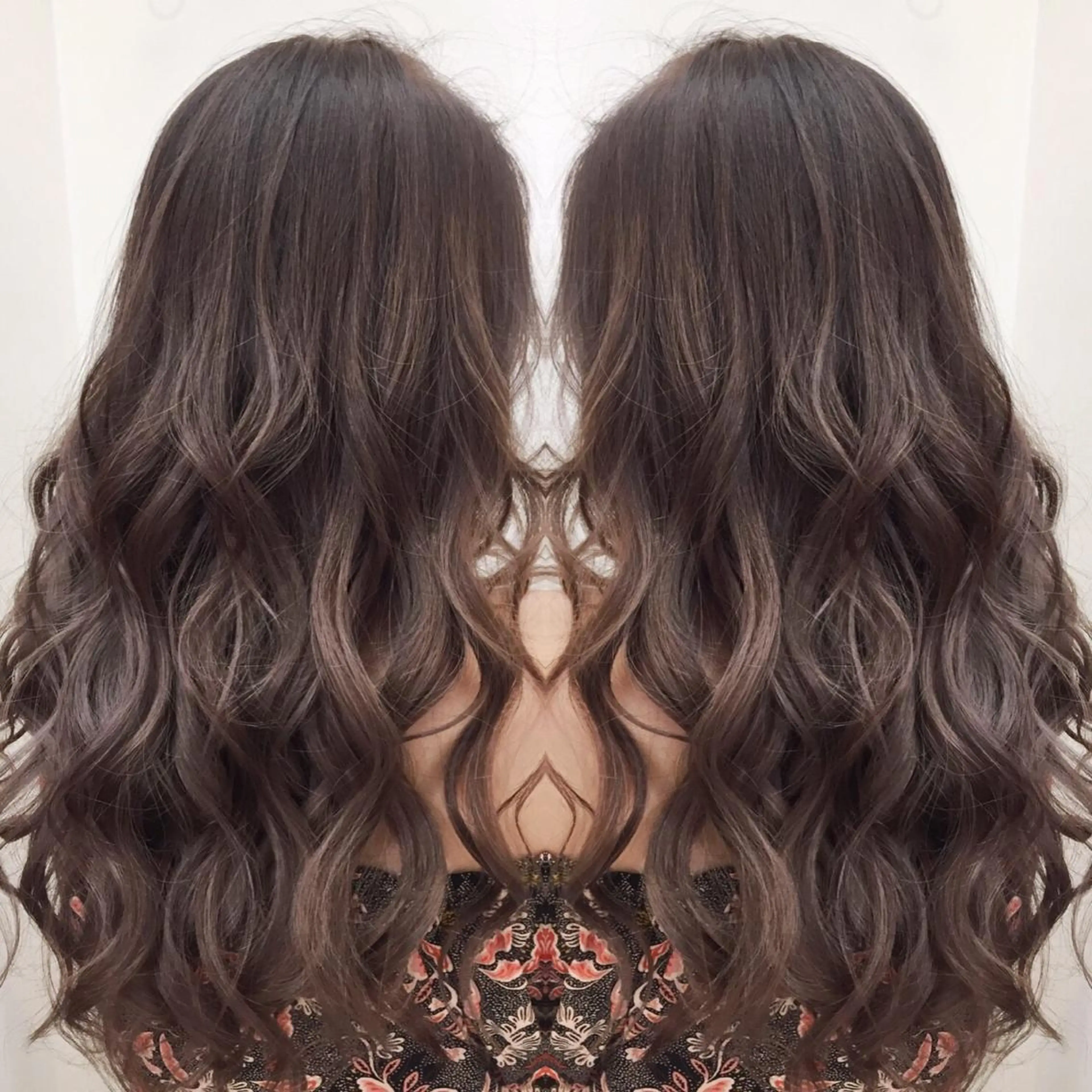 ロング カラー ヘアアレンジ アッシュ ダークアッシュ グラデーションカラー KEISUKE/カラ ー🐶シールエクステのヘアスタイル