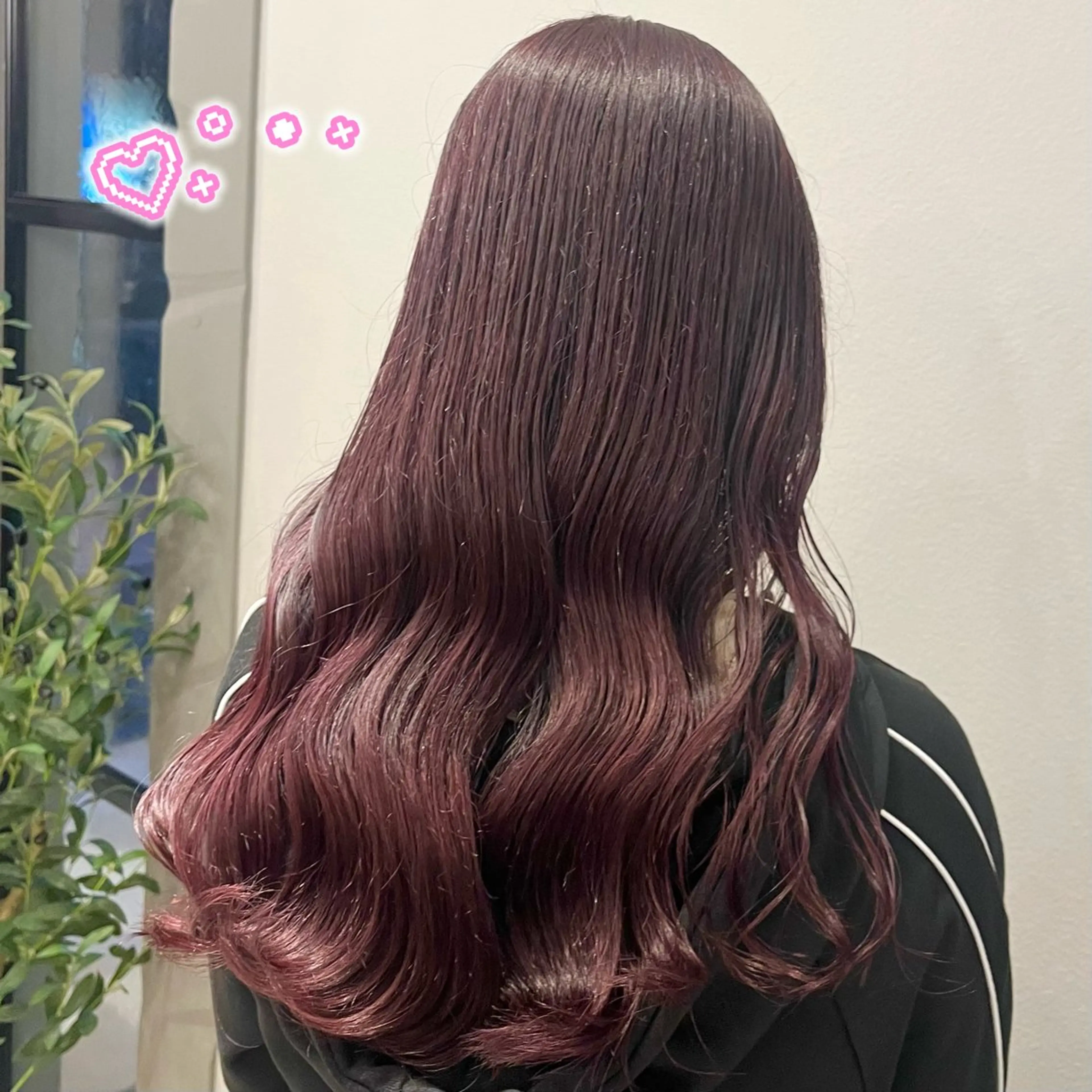ロング カラー ヘアカラー ヘアセット/ピンク /レッド/あつはのヘアスタイル