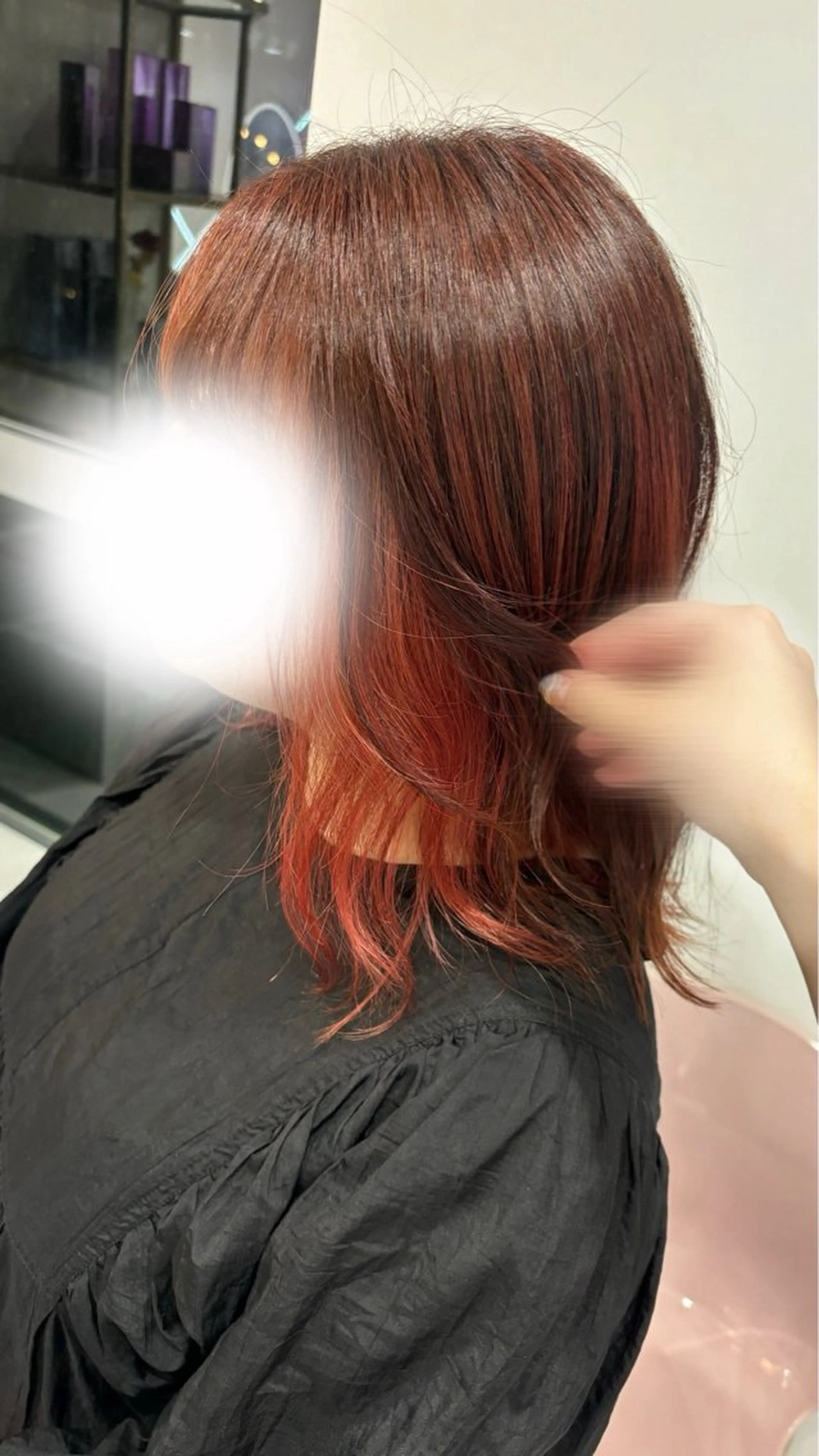 カラー ブリーチ オレンジ オレンジレッド レッドカラー AYU/ハイトーンカ ラー/ヘアアレンジのヘアスタイル
