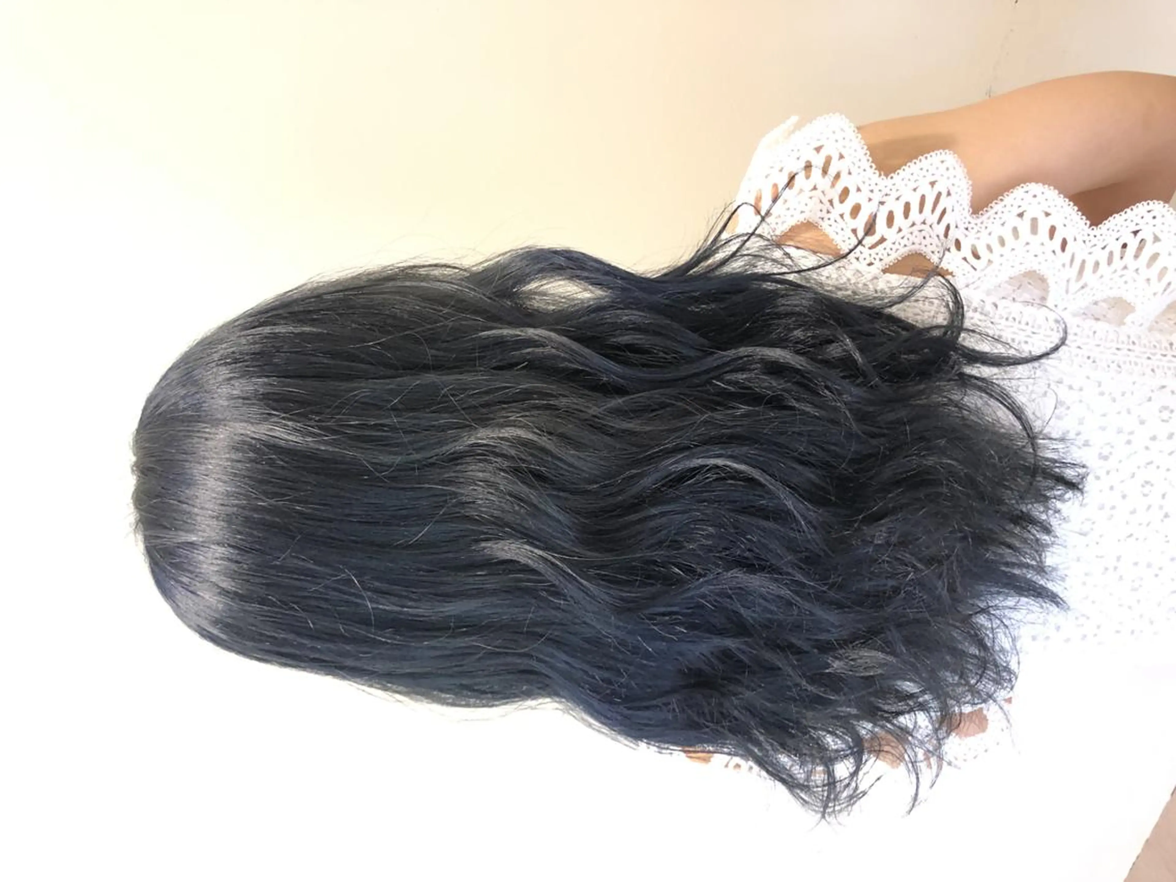 ロング カラー 黒髪 ブルーカラー ブルーブラック 💓シールエクステ for...のヘアスタイル