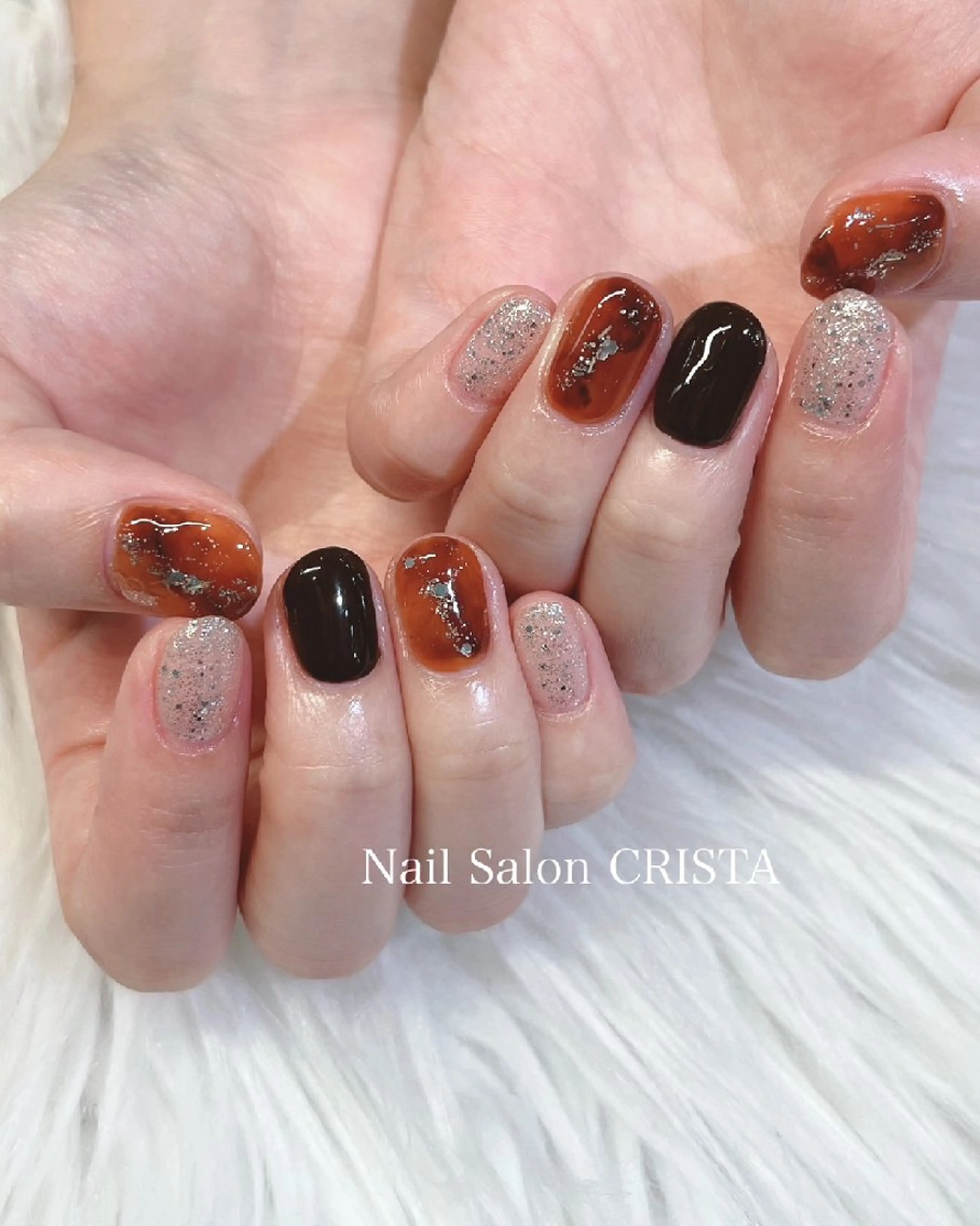 ネイル べっ甲ネイル ハンドネイル NaiI Salon CRISTAのネイルデザイン