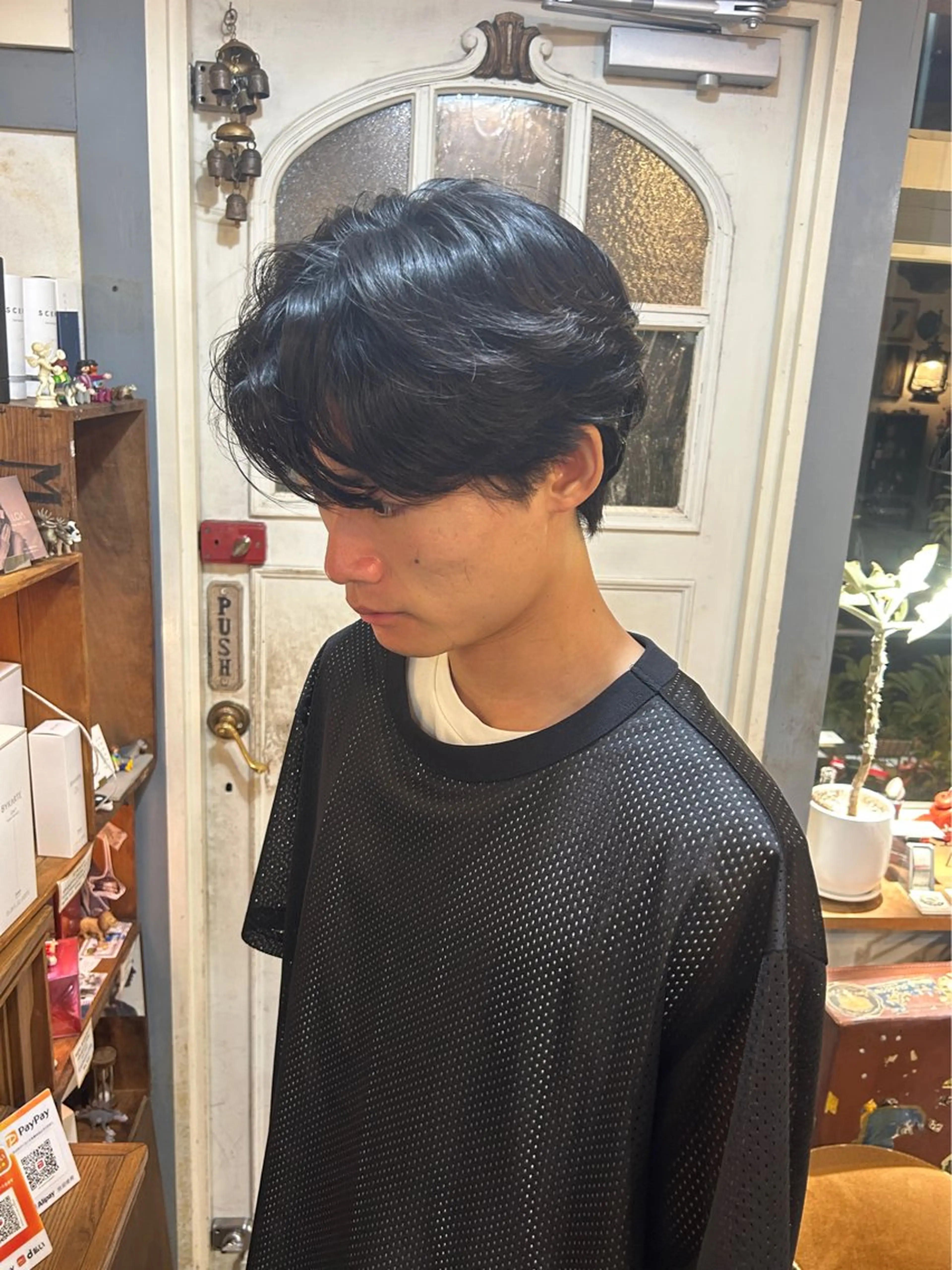 ショート パーマ メンズ フェザーパーマ メンズパーマ カット パーマ 清水千優/パーマ/透 明感カラー/メンズのヘアスタイル