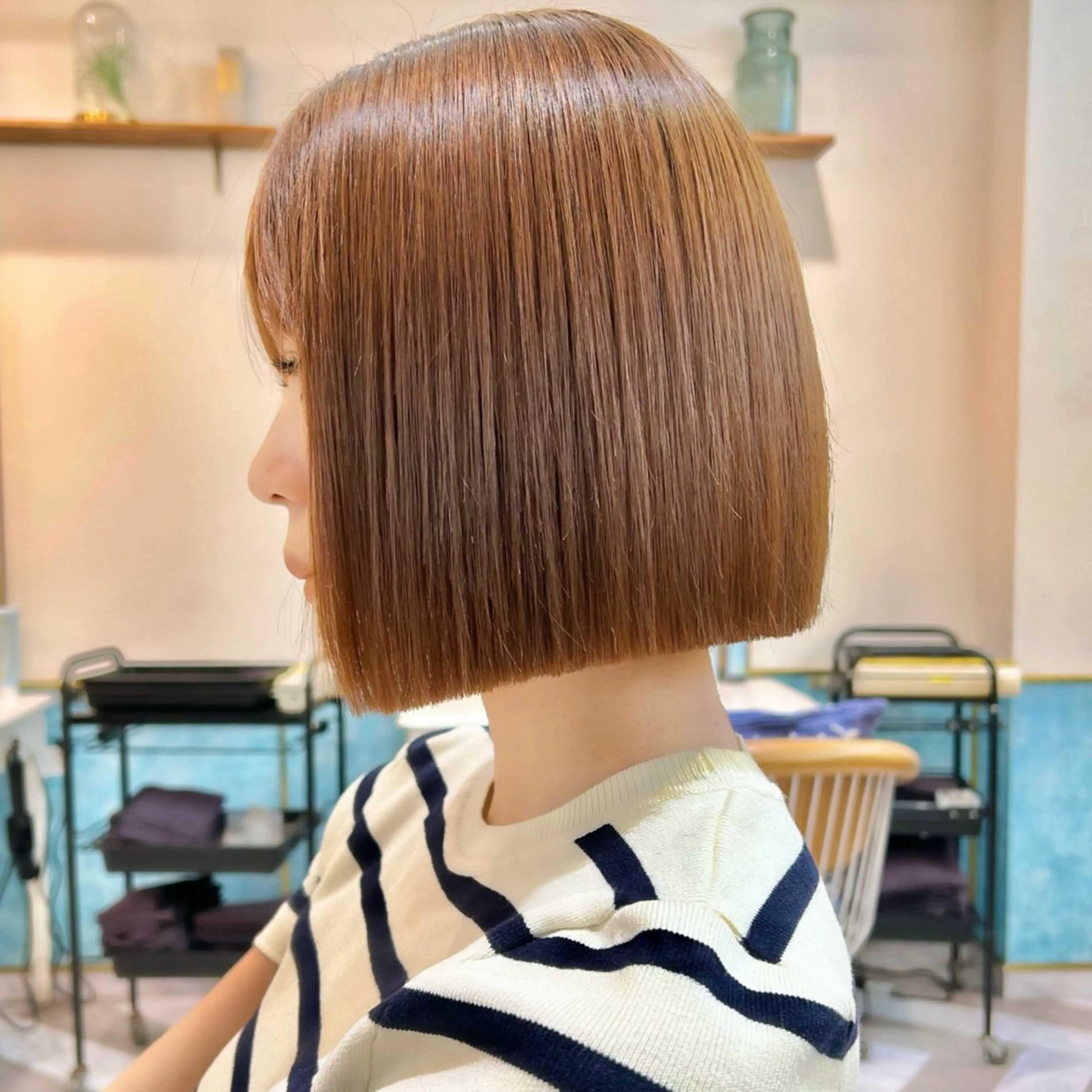 ミディアム カラー ボブ 髪質改善 縮毛矯正 カット ヘアカラー 縮毛矯正 髪質改善【縮毛矯正】 美髪ボブを量産する人のヘアスタイル