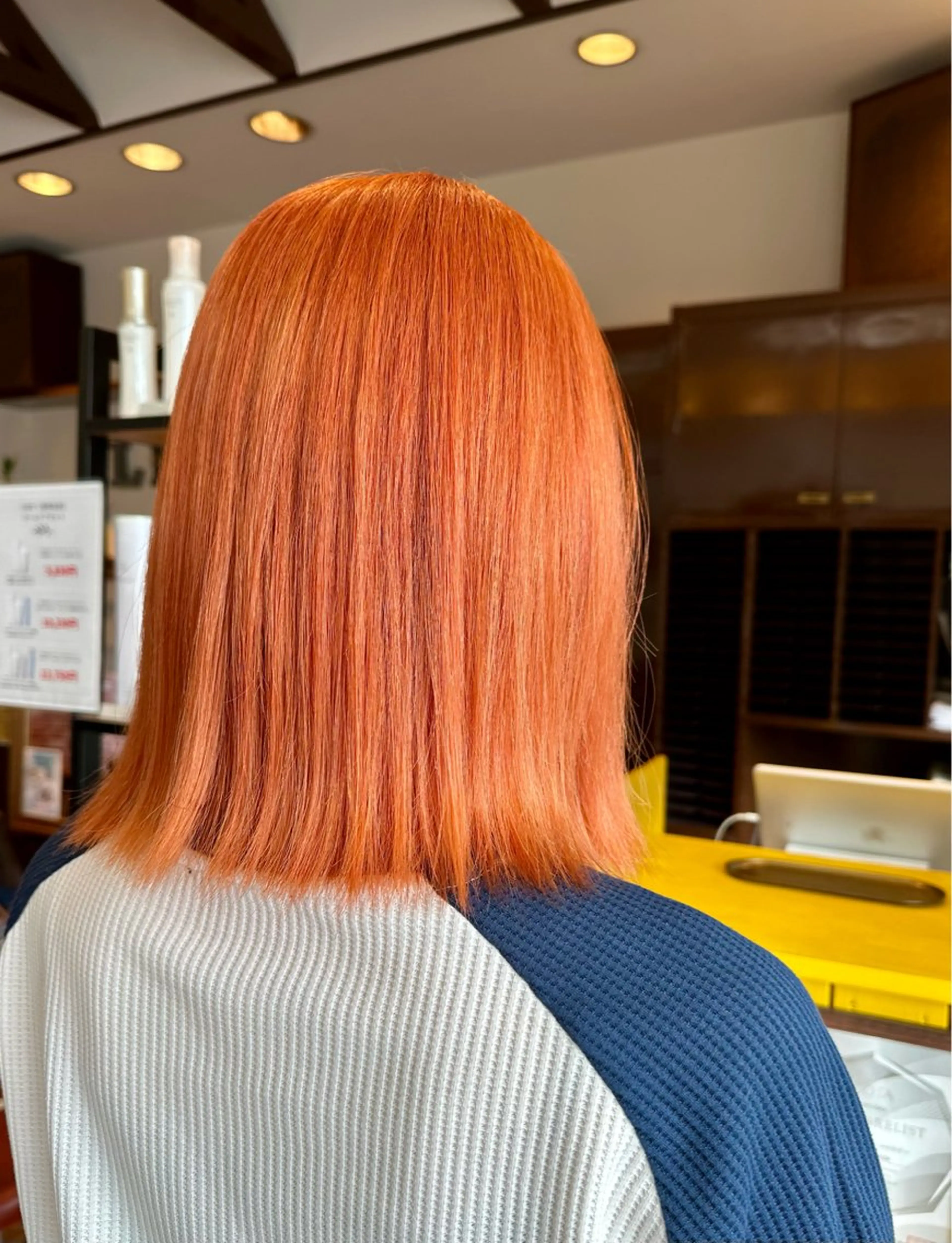 ミディアム カラー オレンジ カット ヘアカラー Lin.所属・ハイトーン/デザイン カラー/大輔のヘアスタイル