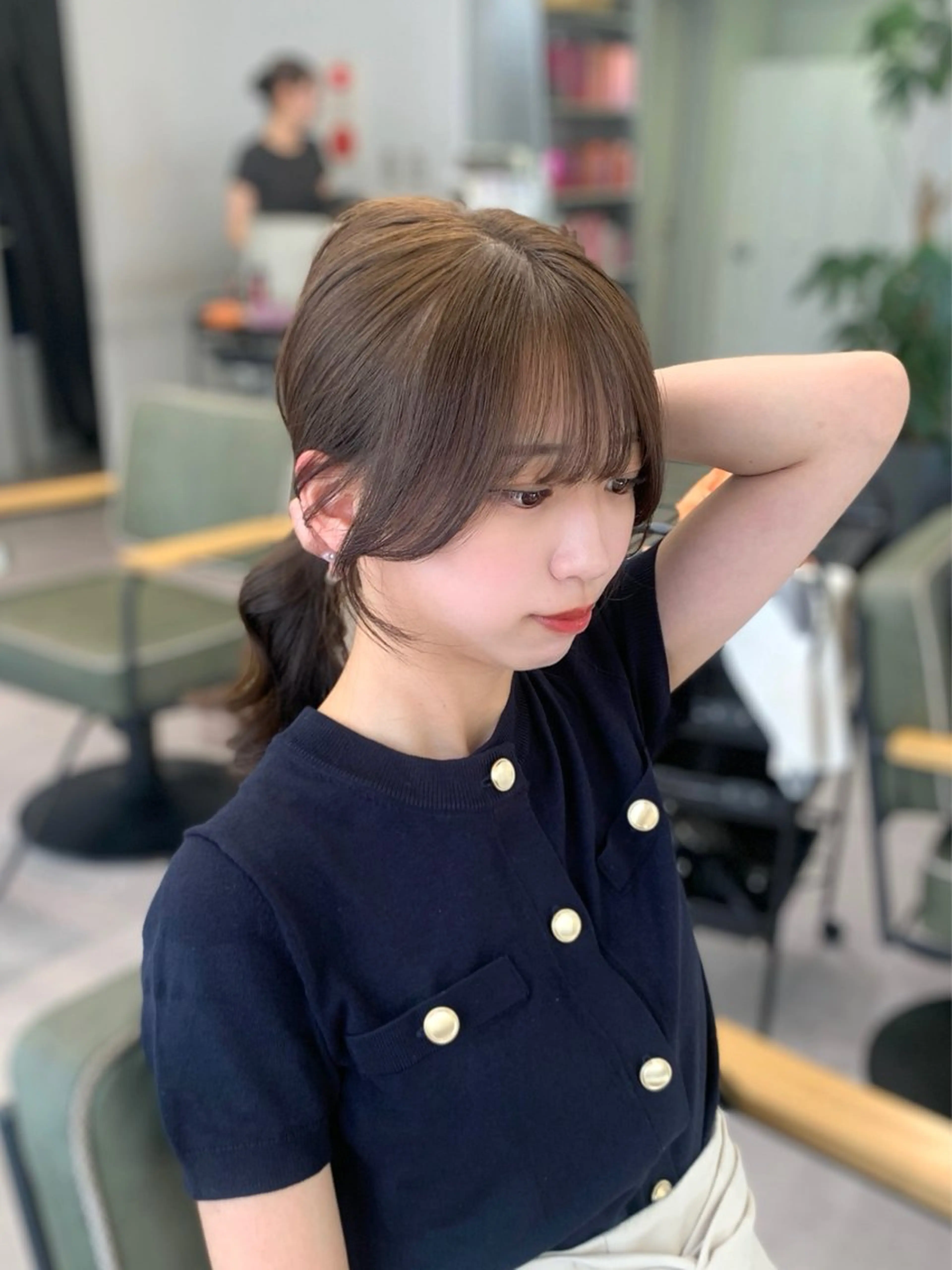 セミロング カット ヘアカラー トリートメント shes茶屋町アリサ 🎀顔周り×韓国風のヘアスタイル