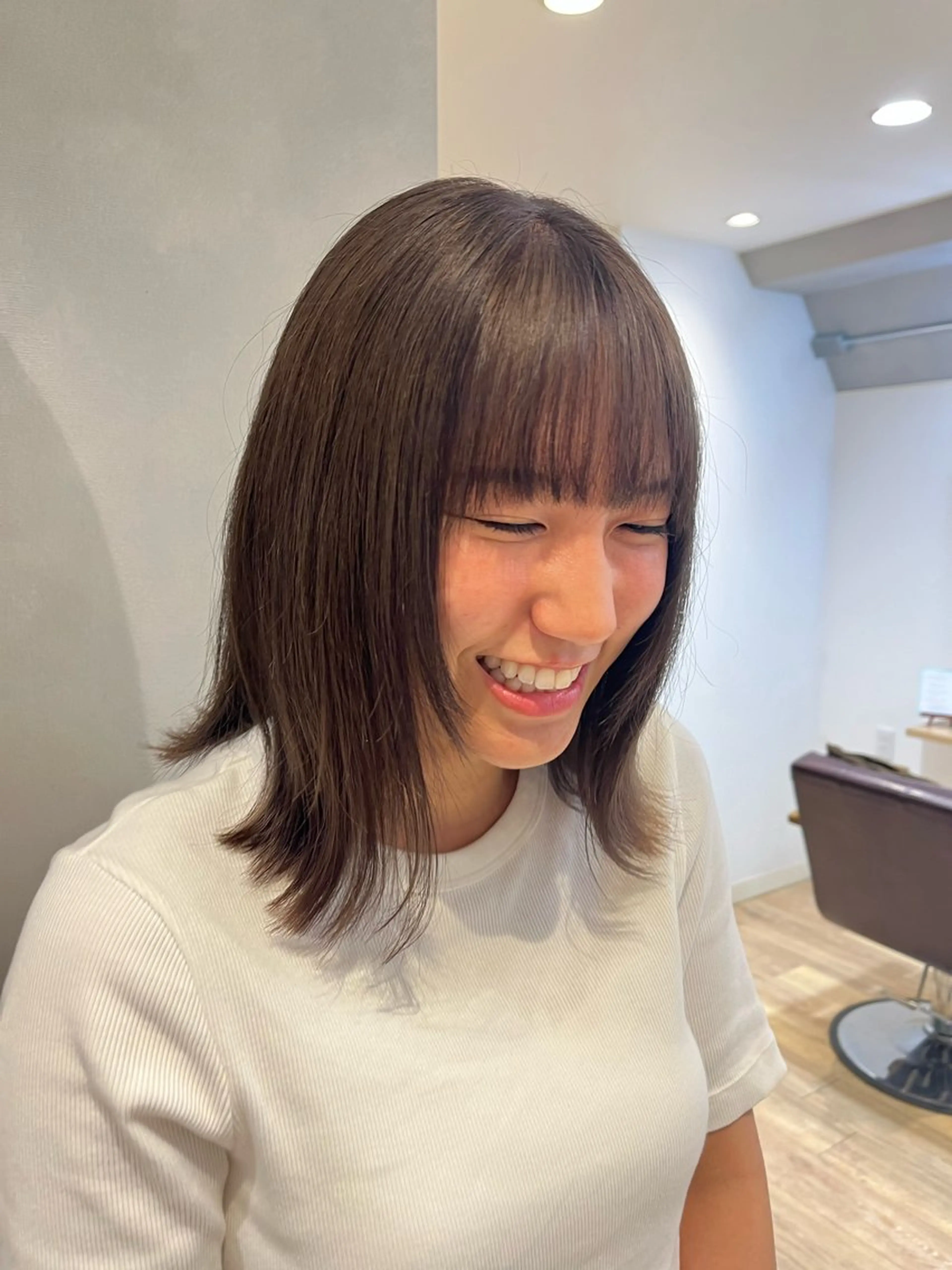 ミディアム カラー 似合わせ切りっぱなし ボブ🌷江梨🍎のヘアスタイル