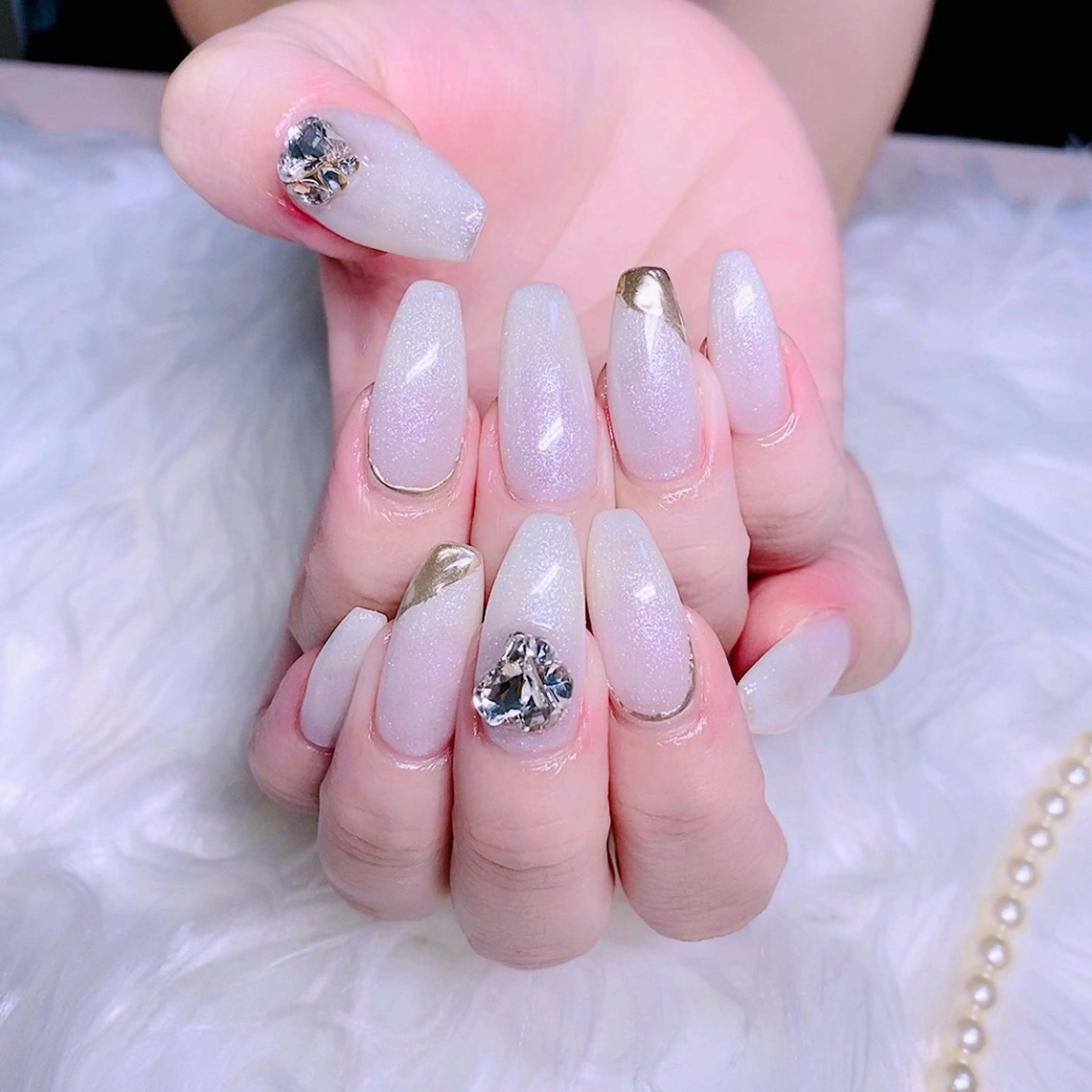 ネイル ロングネイル ミラーネイル 夏ネイル Nail Yunaのネイルデザイン