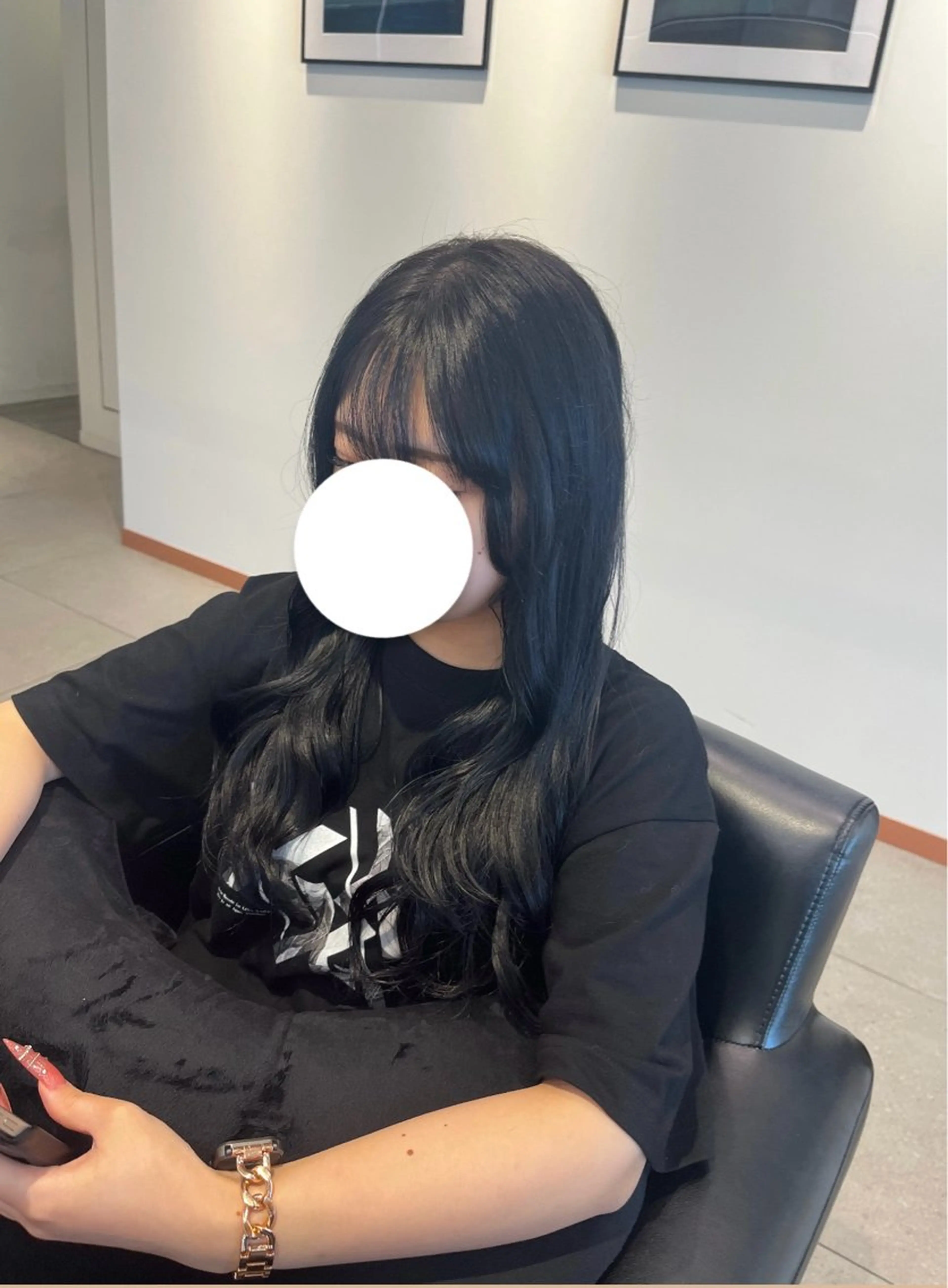 ロング カラー 黒髪 ブルーカラー ブルーブラック ヘアカラー ERII (ému） 伏見/カット無料のヘアスタイル