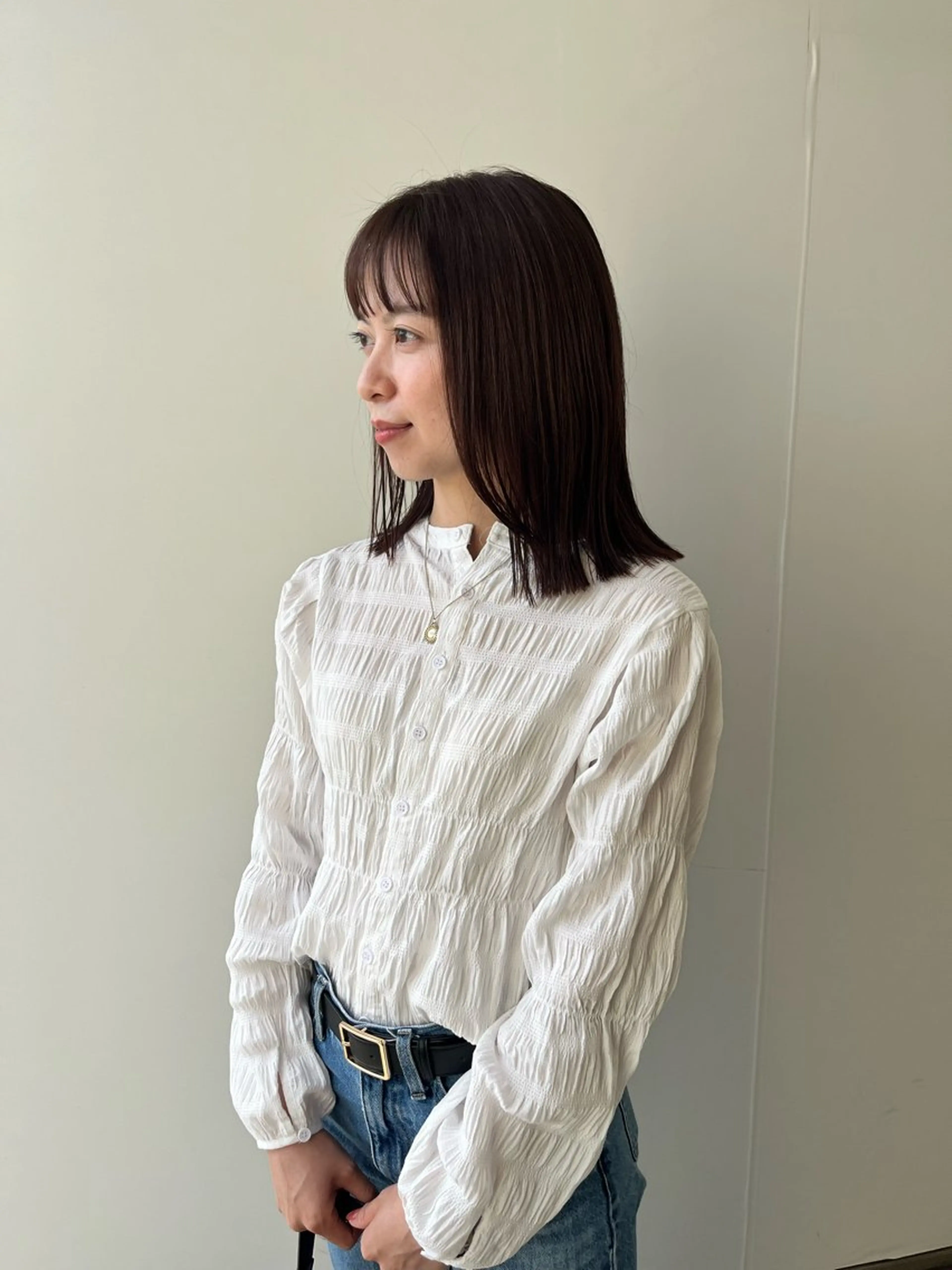 ミディアム カット ヘアカラー トリートメント 松本 茜のヘアスタイル