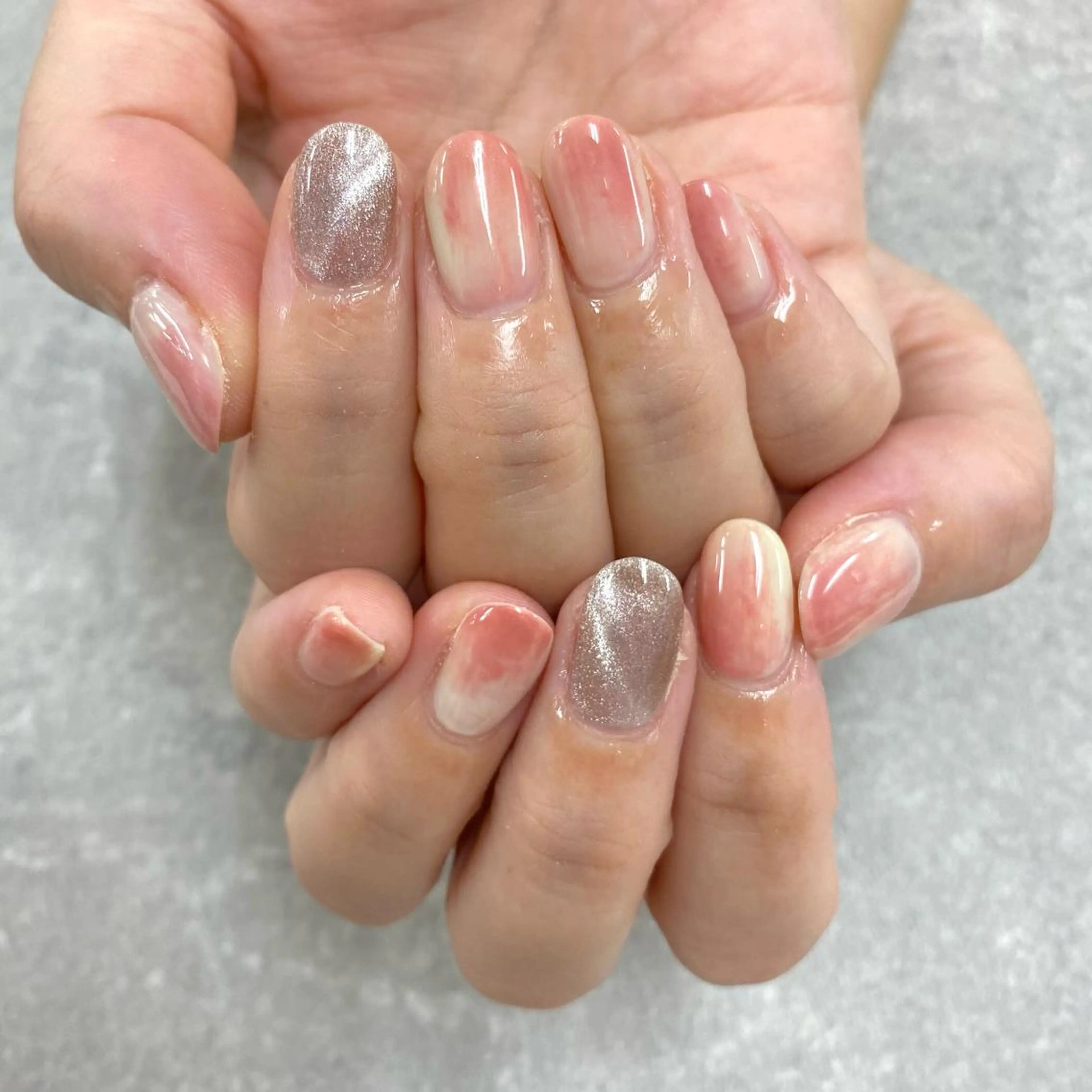 ネイル フットネイル フレンチネイル ジェルネイル ガラスフレンチ グラデーション ハンドネイル NUMAZAWA KASUMIのネイルデザイン