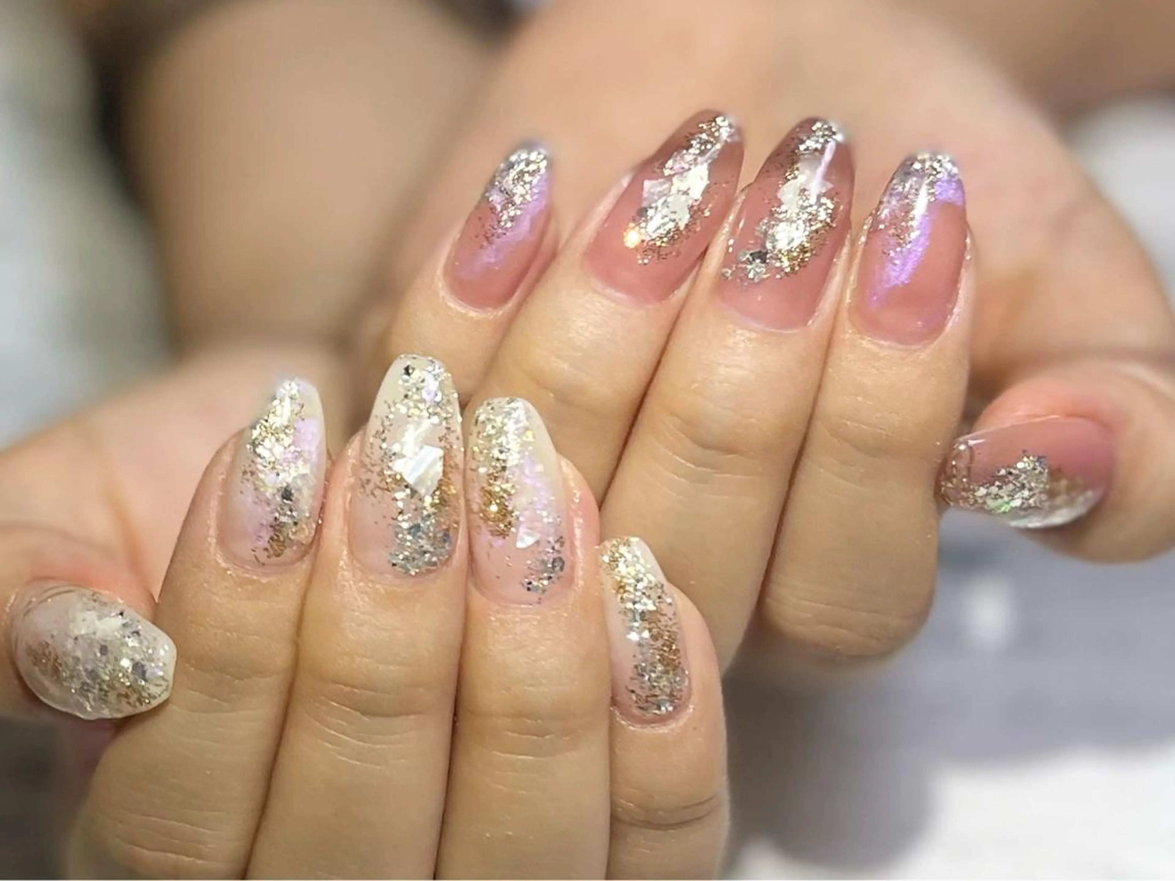ネイル フットネイル キラキラネイル ニュアンスネイル シンプルネイル 春ネイル ネイル フフラ所属・nail fufla ♡yamane♡のネイルデザイン