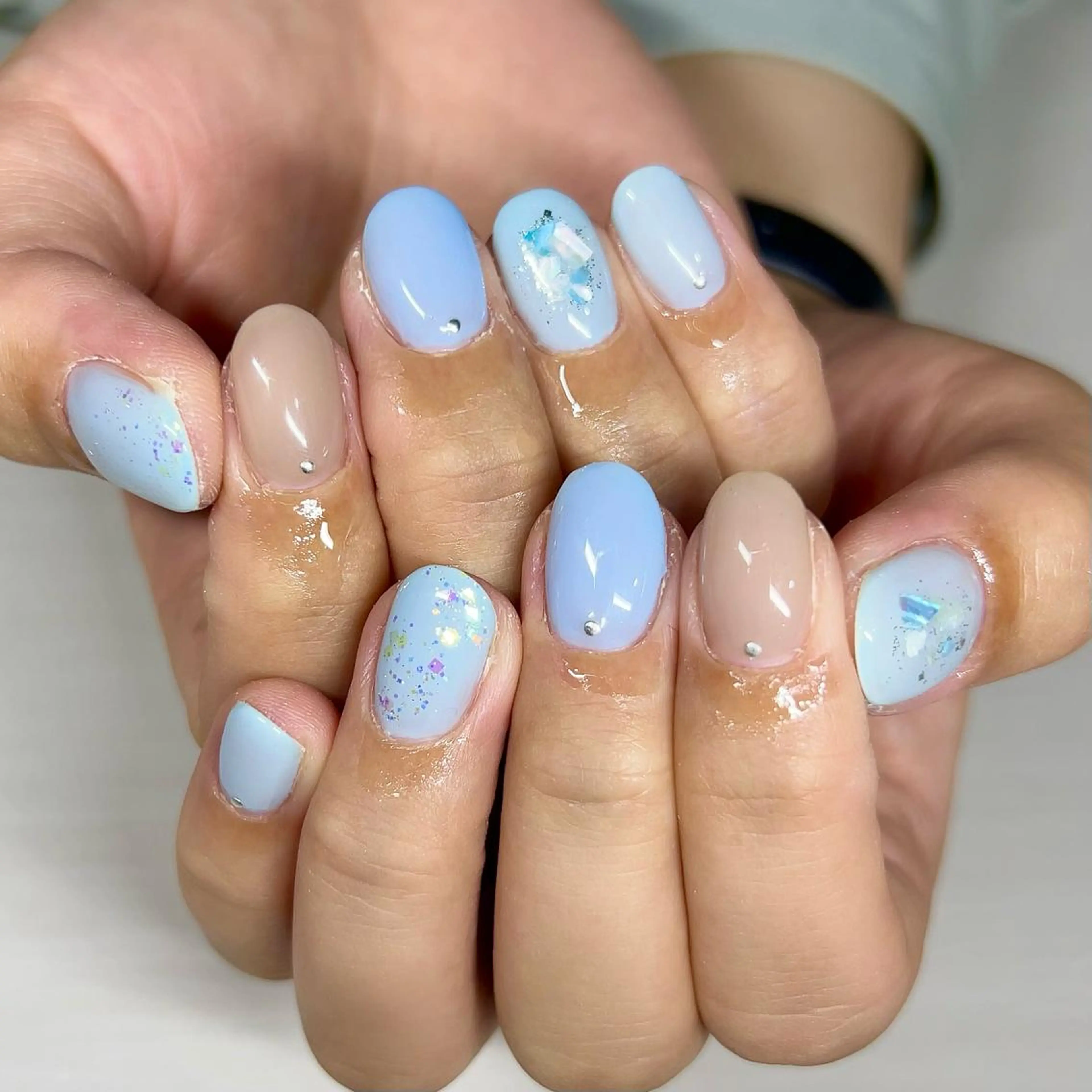 ネイル ブルー シンプルネイル ハンドネイル 【Yappy🌈】 💖P-tanaのネイルデザイン