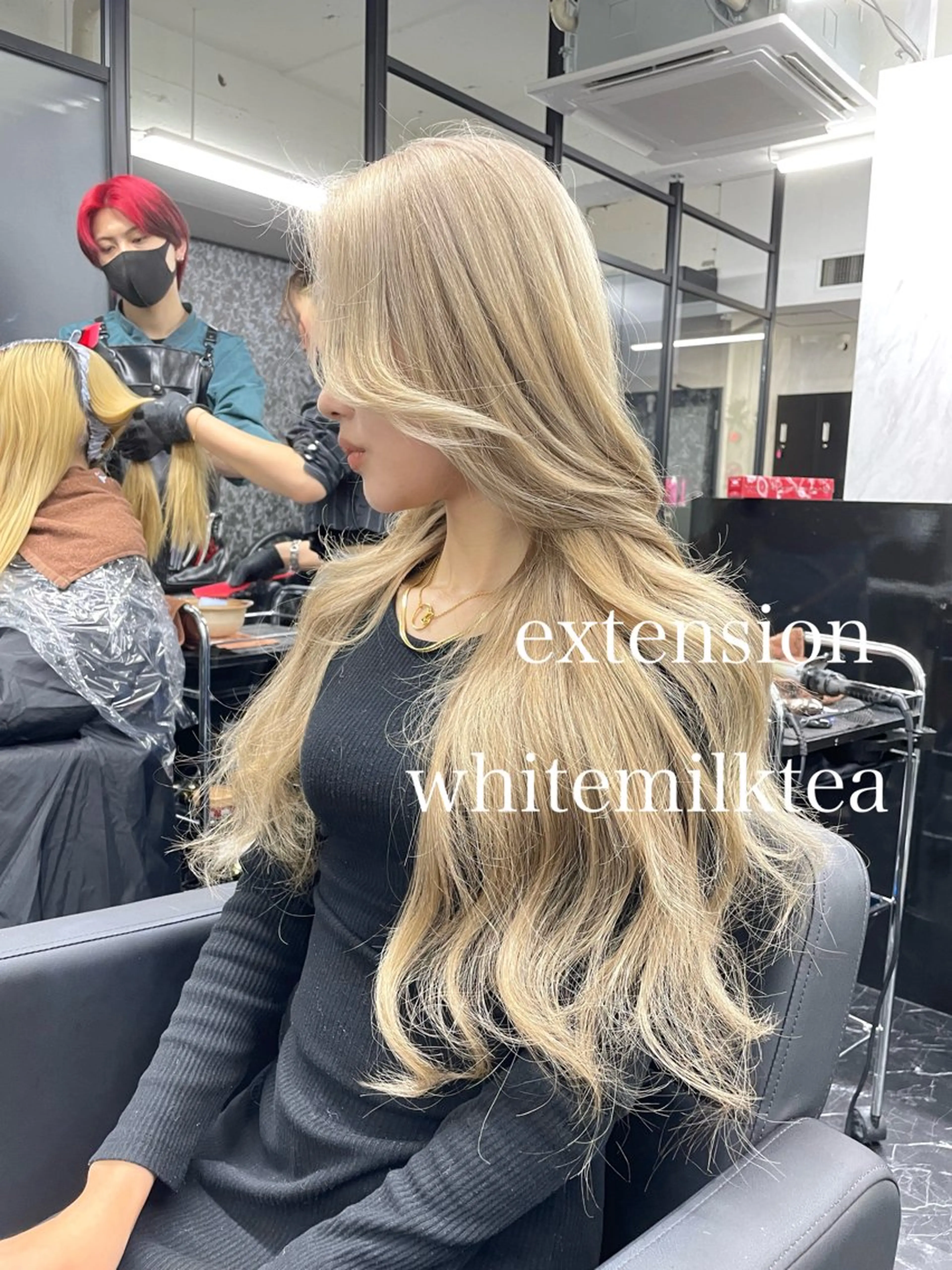 ロング カラー ブリーチ ヘアカラー エクステ エクステ🩵ブリーチ 韓国ヘア🩵KAEのヘアスタイル