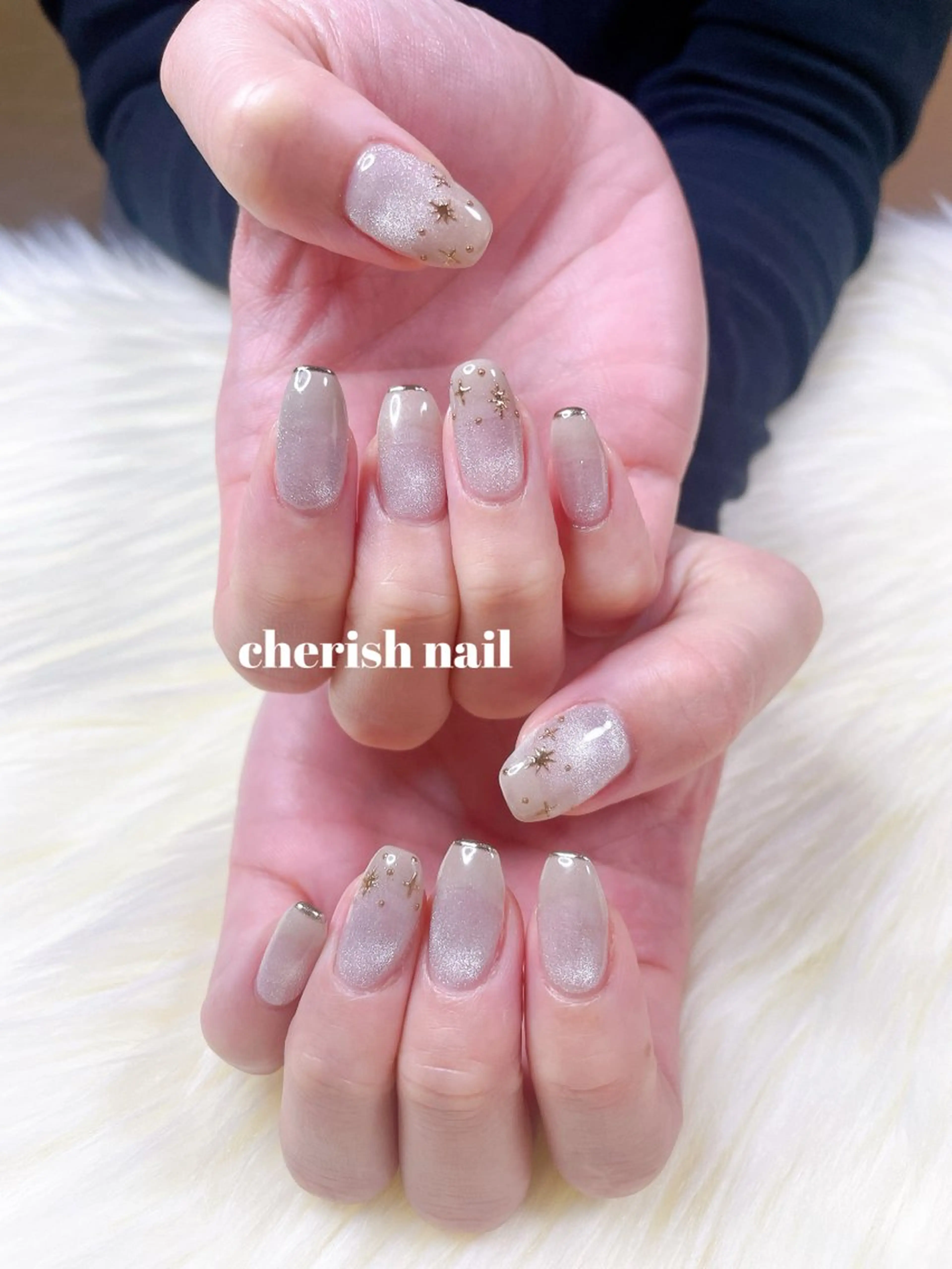 ネイル アートネイル フレンチネイル グラデーション マグネットネイル ハンドネイル cherish nailのネイルデザイン