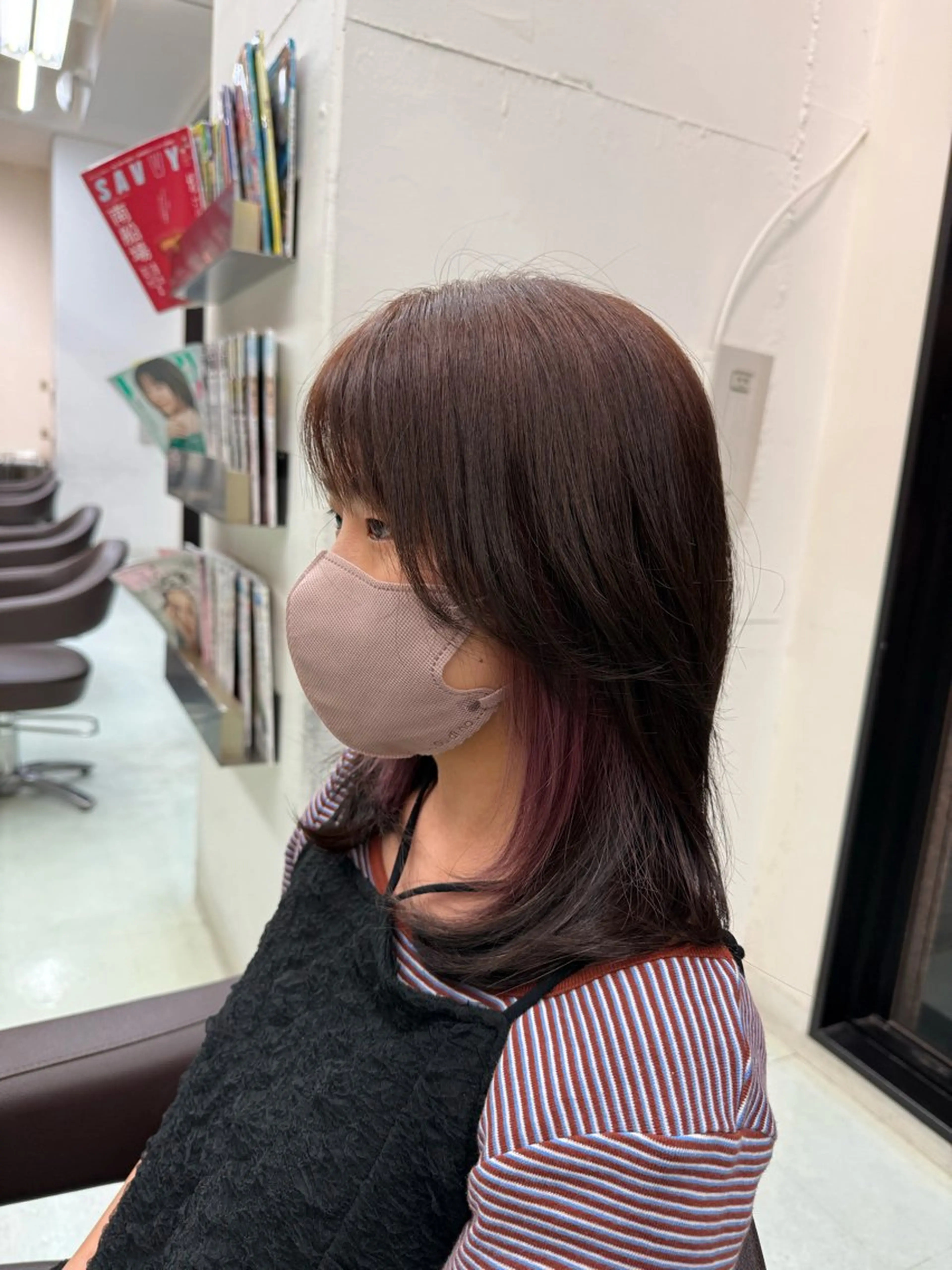 ミディアム カラー ピンクカラー ヘアカラー 小芝/メンズパーマ /レイヤーカット✂️のヘアスタイル