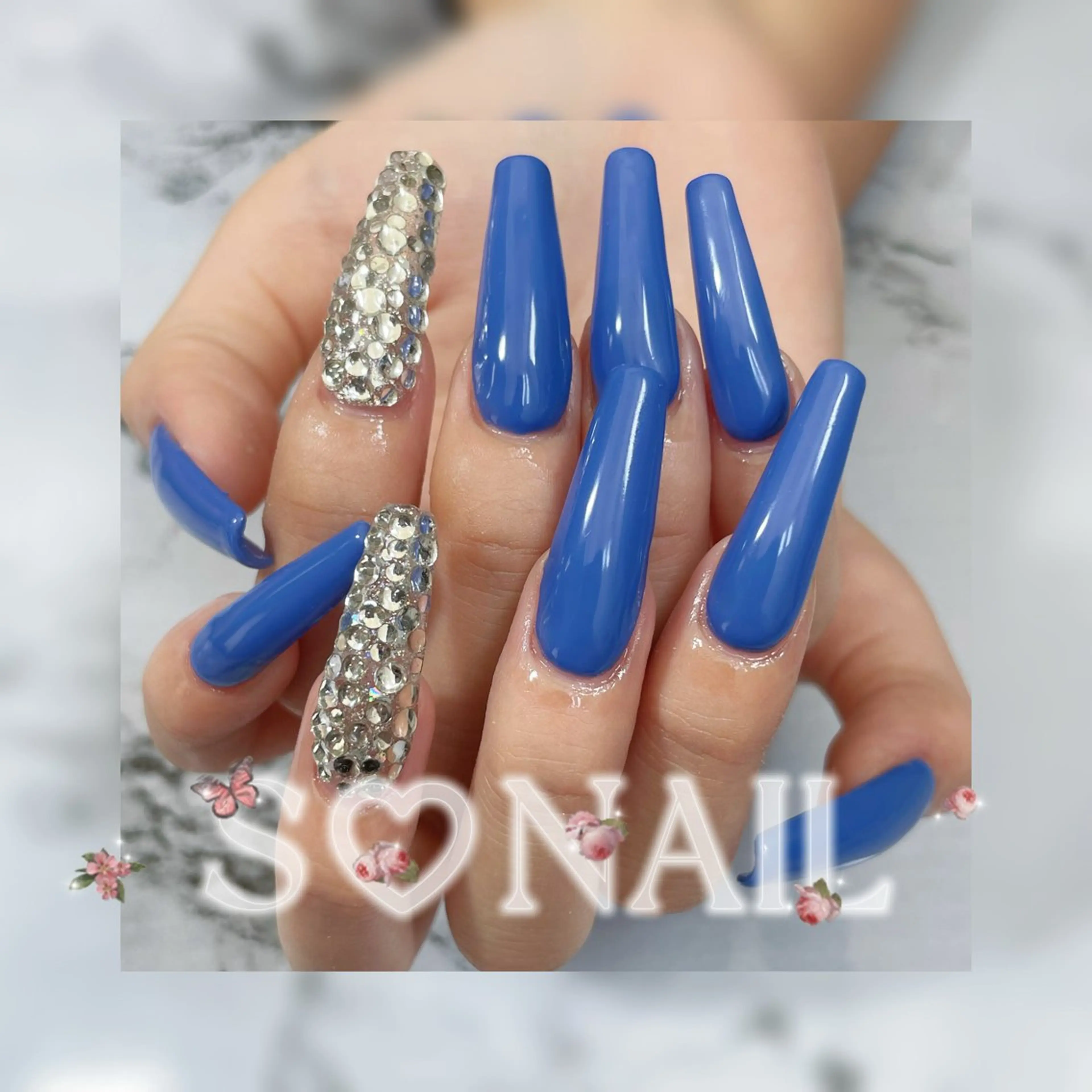ネイル ストーンネイル ハンドネイル S♡NAIL所属・S.NAIL Suuのネイルデザイン