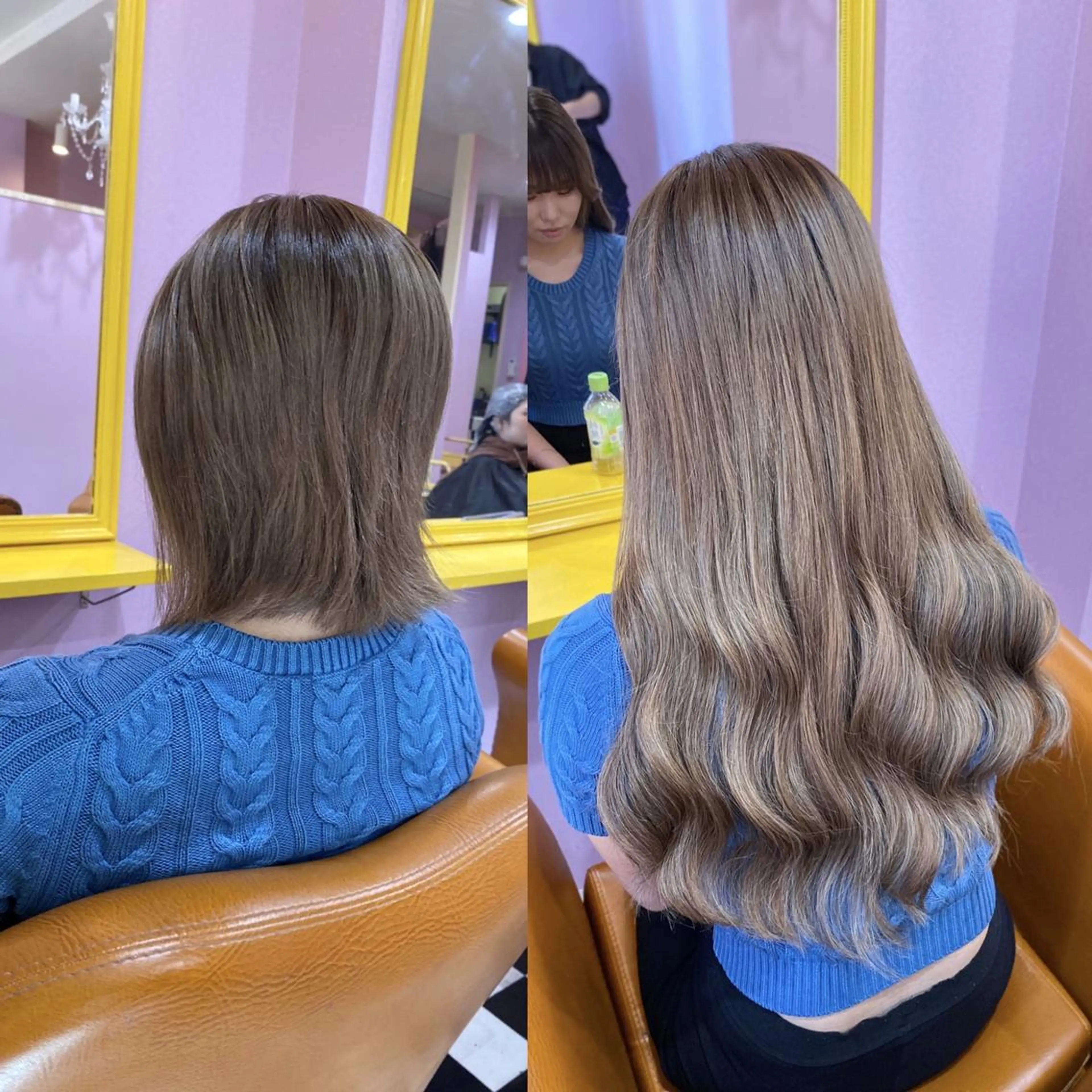 ロング カラー ヘアアレンジ チビ編み込みエクステ シールEXどぅ〜すのヘアスタイル