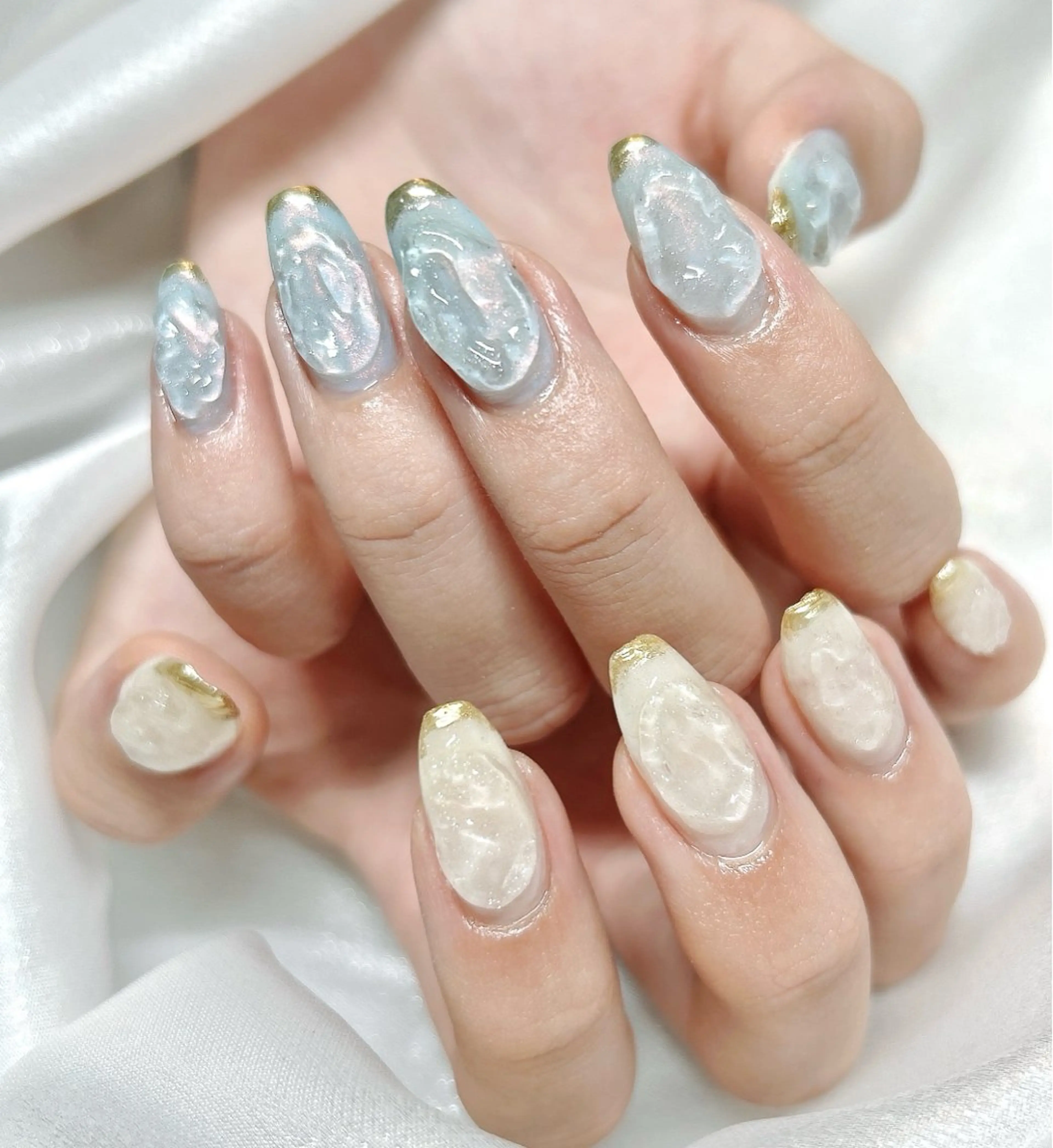 ネイル 氷ネイル・うるうるネイル キラキラネイル ロングネイル 持ち込み 夏ネイル ハンドネイル takamin._.nail所属・t. takamiのネイルデザイン