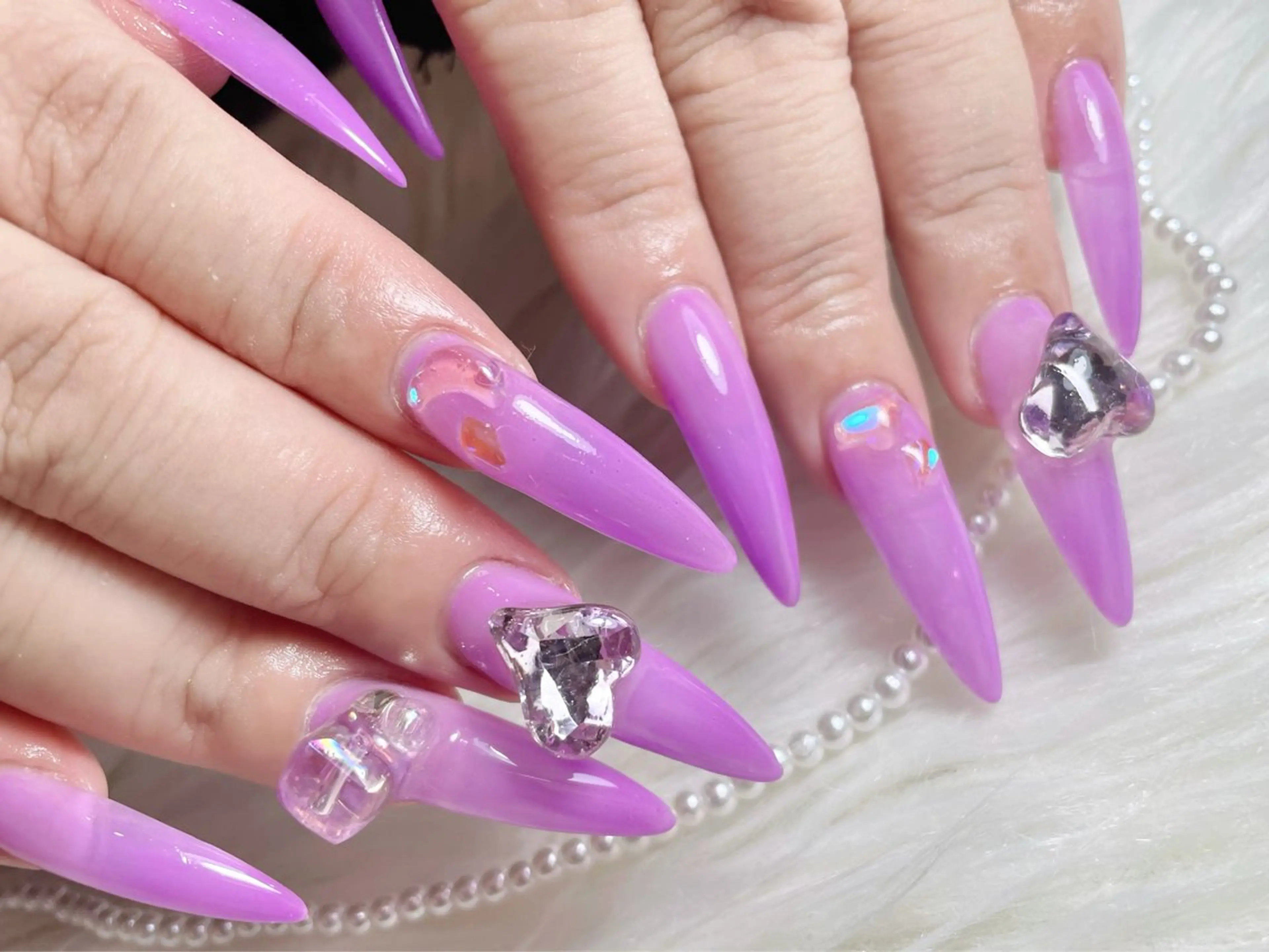 ネイル ジェルネイル ロングネイル パラジェル ワンホンネイル ハンドネイル ゆりか ジョアアンジェ福島のネイルデザイン