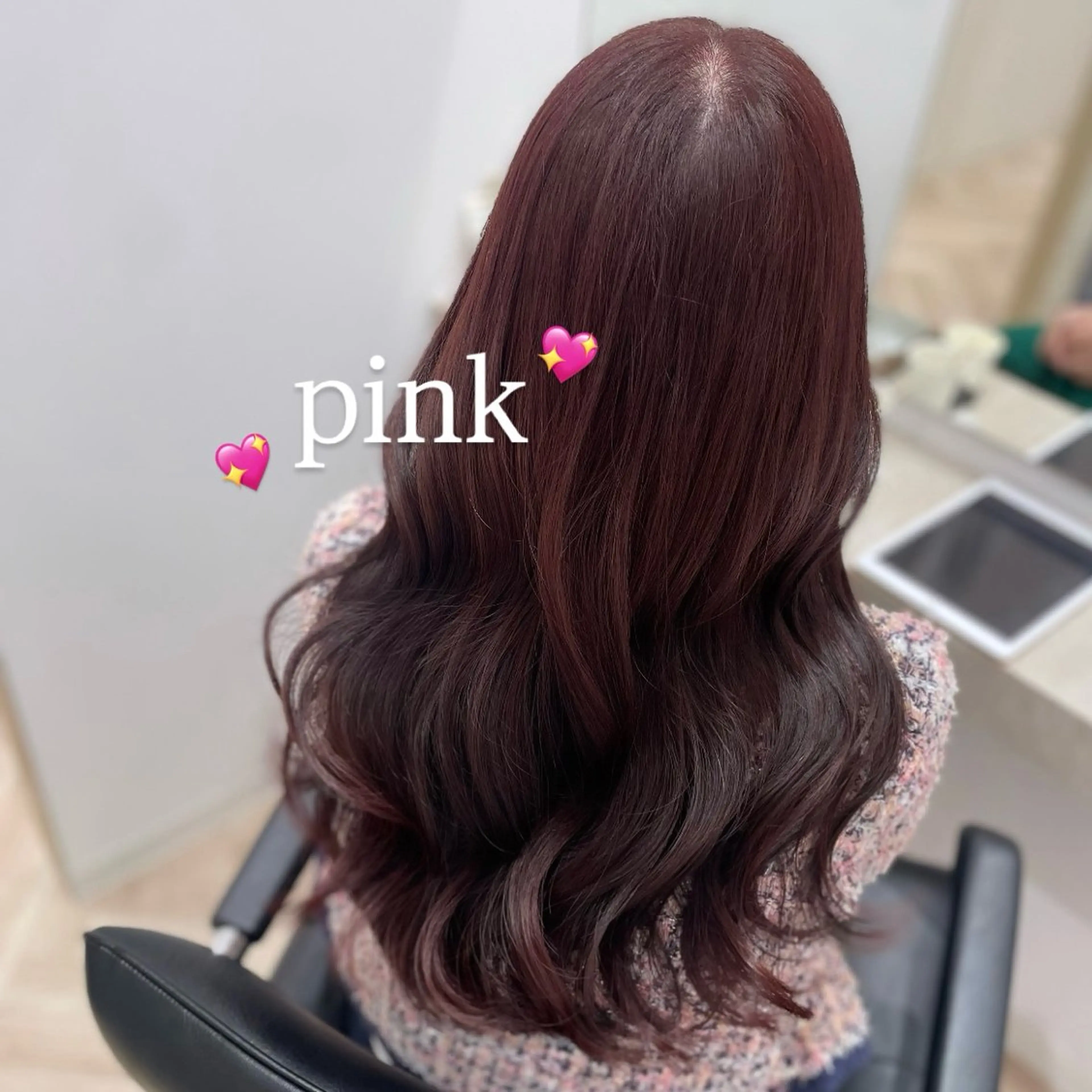 ロング カット ヘアカラー 顔まわり🎀ピンク 💖ゆうなのヘアスタイル