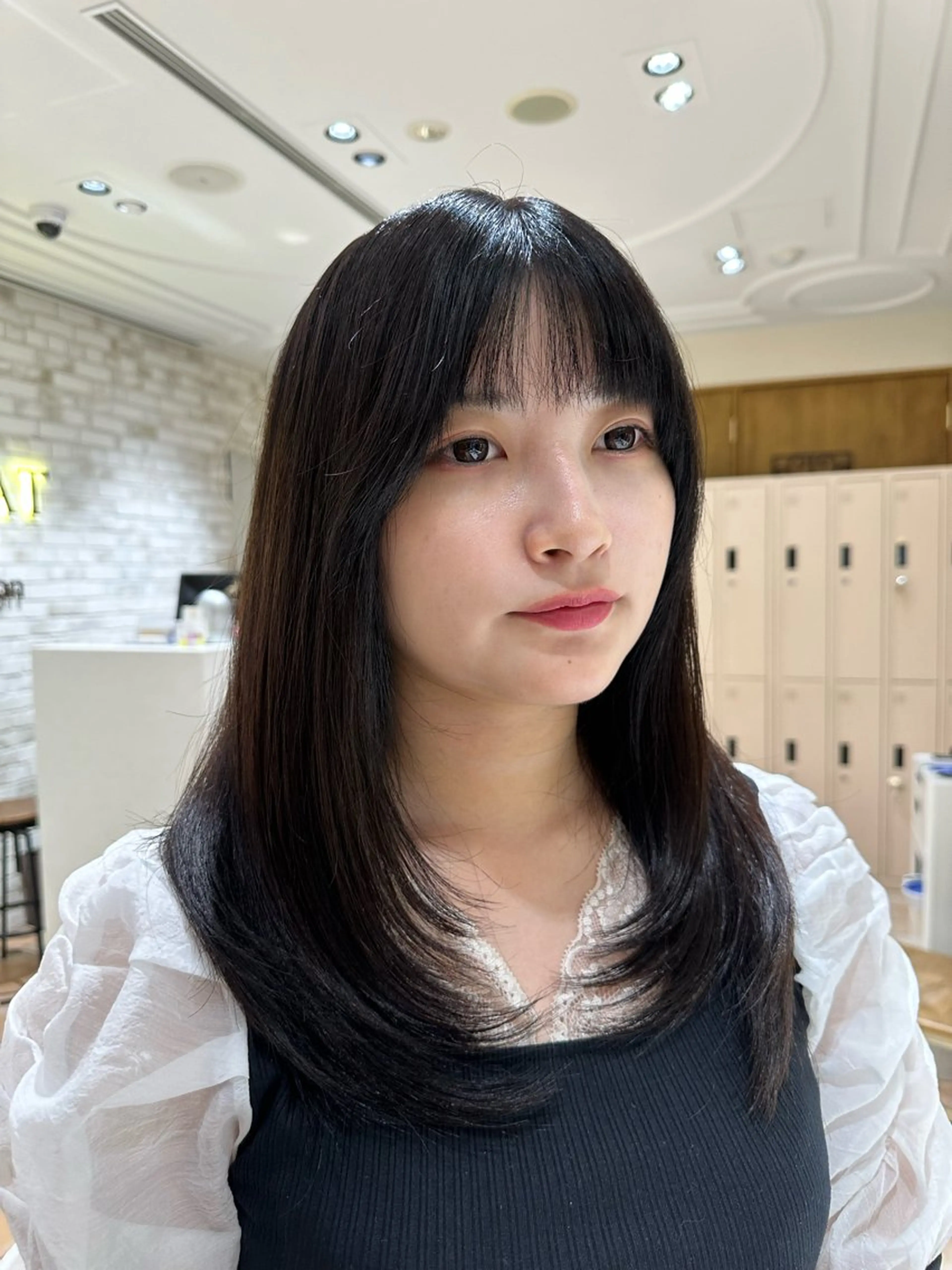 セミロング カラー 透明感カラー 小顔カット トリートメント カット ヘアカラー トリートメント ヘッドスパ 石戸谷　海斗/韓国 レイヤー/艶カラーのヘアスタイル