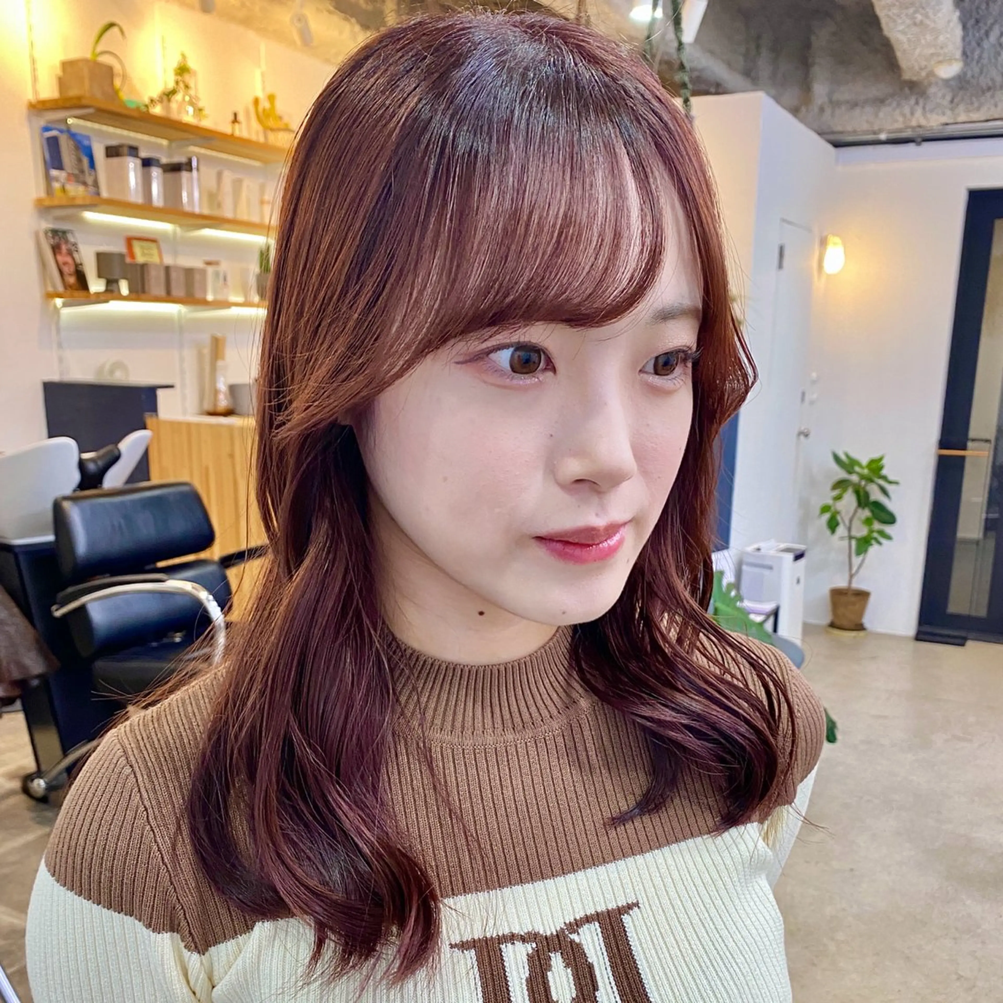 セミロング カラー ブラウンカラー ピンクカラー ピンクブラウン ヘアカラー 暖色カラー/天神/ ヘイマサクラのヘアスタイル