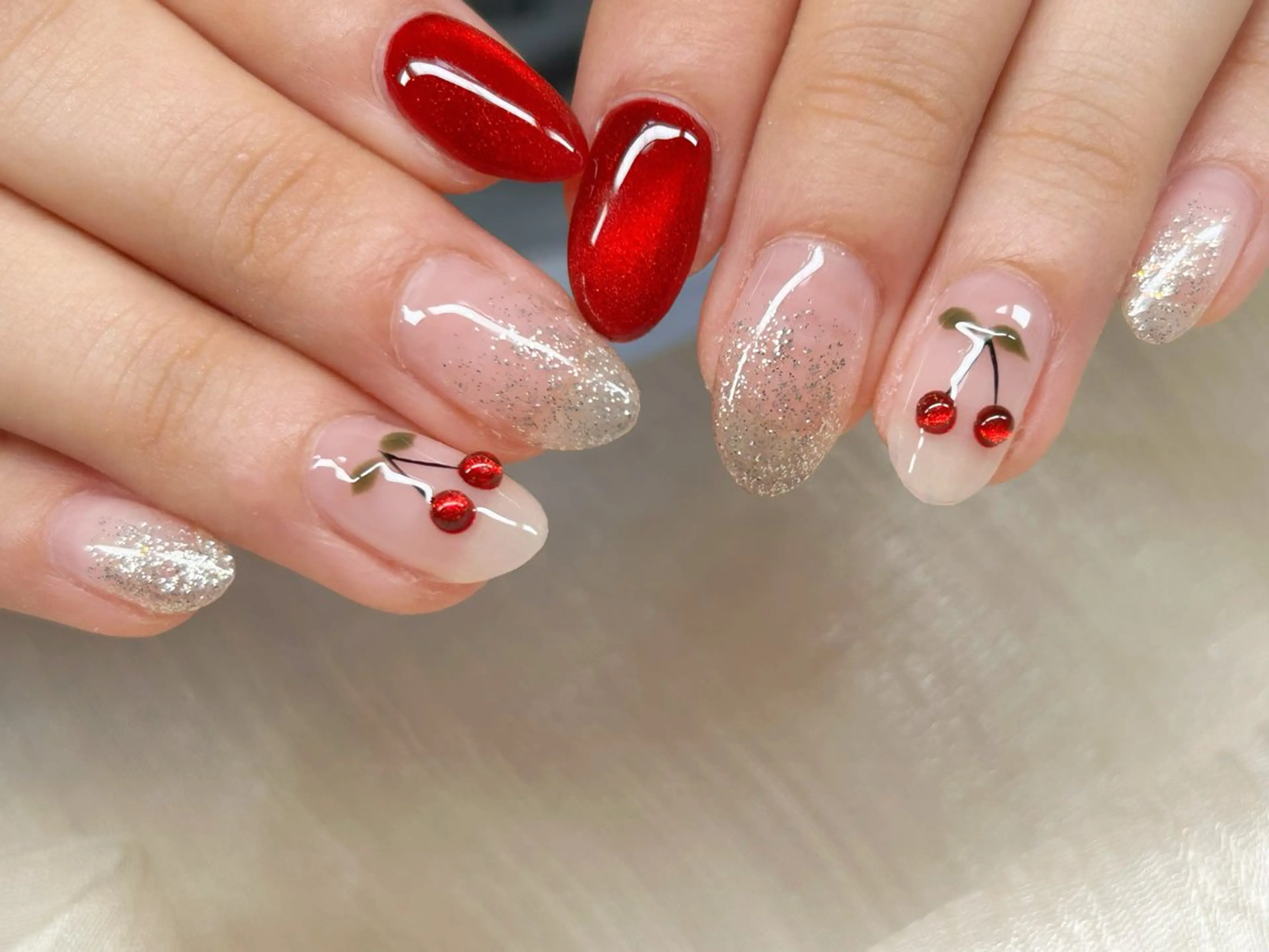 ネイル アートネイル チークネイル 成人式 入学式 長さ出し ハンドネイル Lino Nailのネイルデザイン