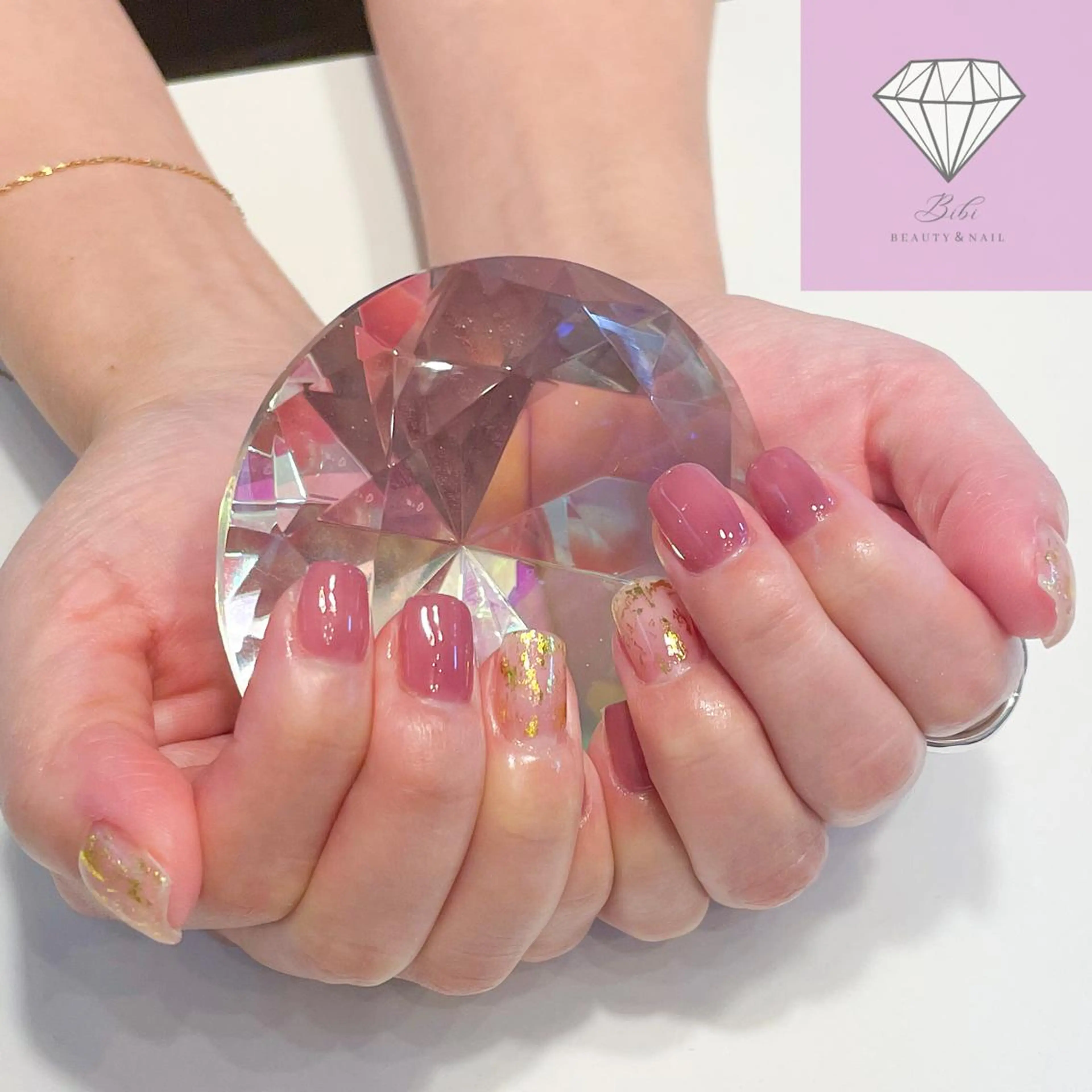 ネイル クリアネイル ワンカラーネイル ピンク パープル ハンドネイル ネイルサロン💎 Bibiのネイルデザイン