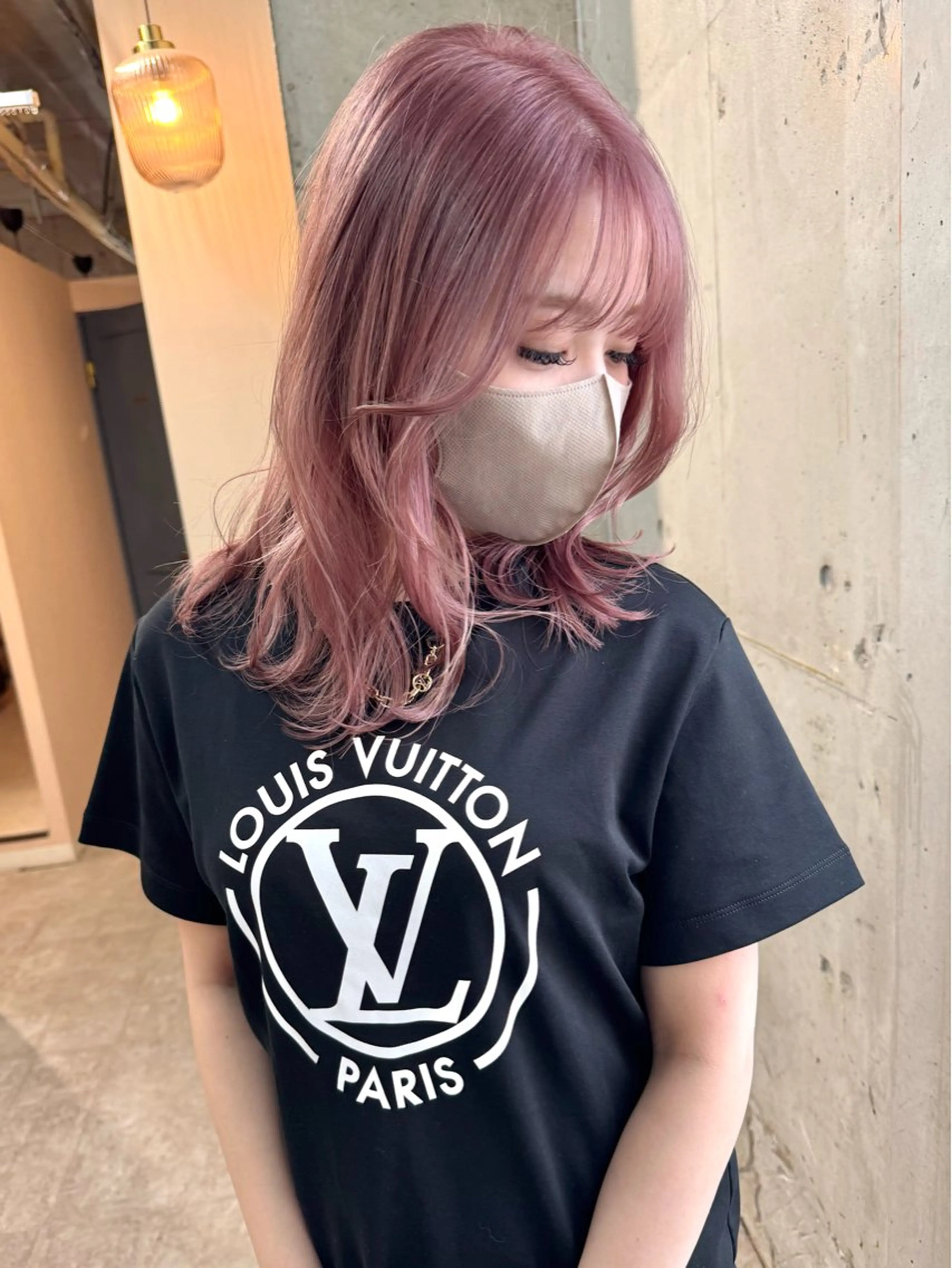 ミディアム カラー ブリーチ ピンクカラー ヘアカラー トリートメント lani 天神大名/ブリーチのヘアスタイル