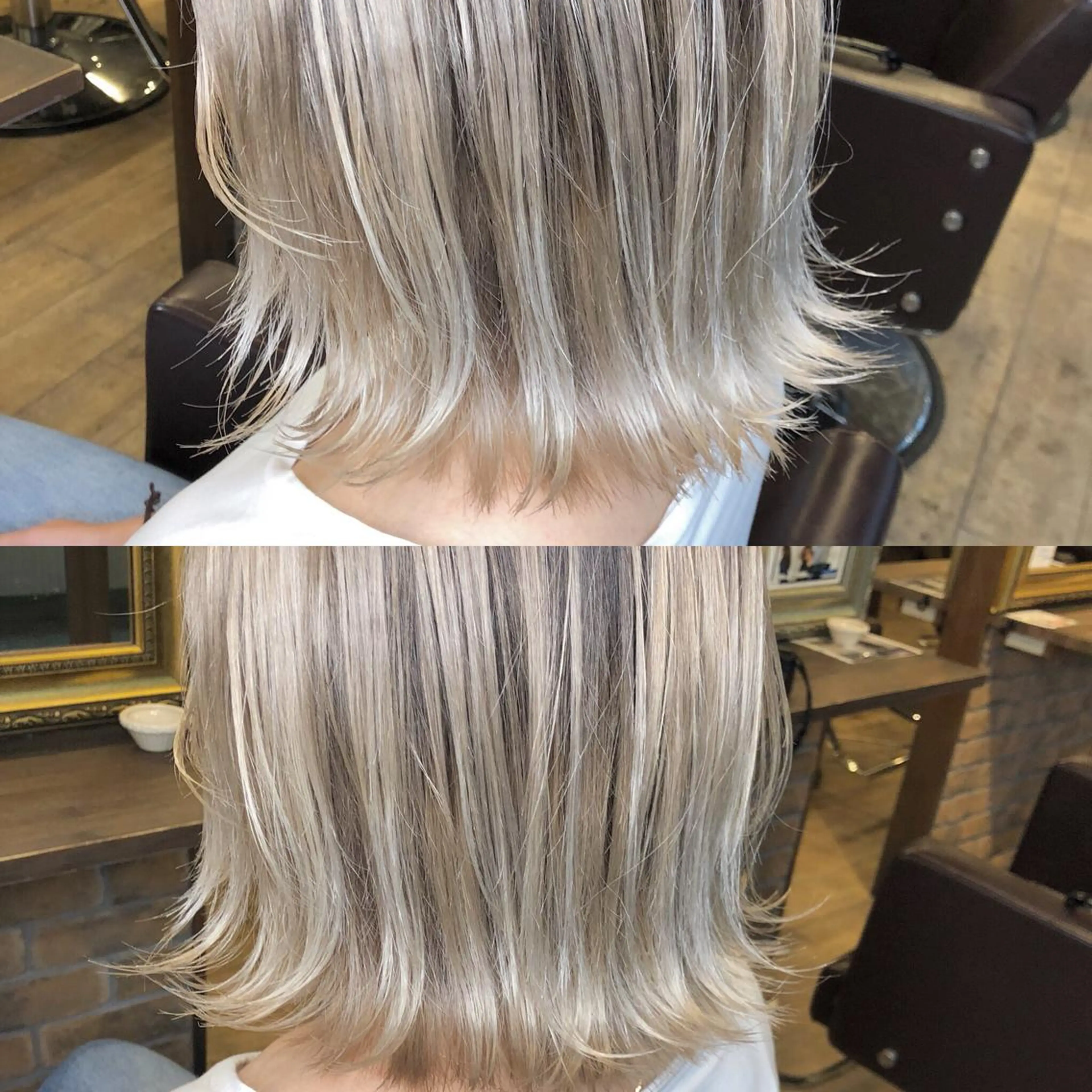 ショート カラー グラデーションカラー グレージュ ミルクティーグレージュ シルバー バイオレットカラー カット ヘアカラー トリートメント JIL BLAN 京都のヘアスタイル